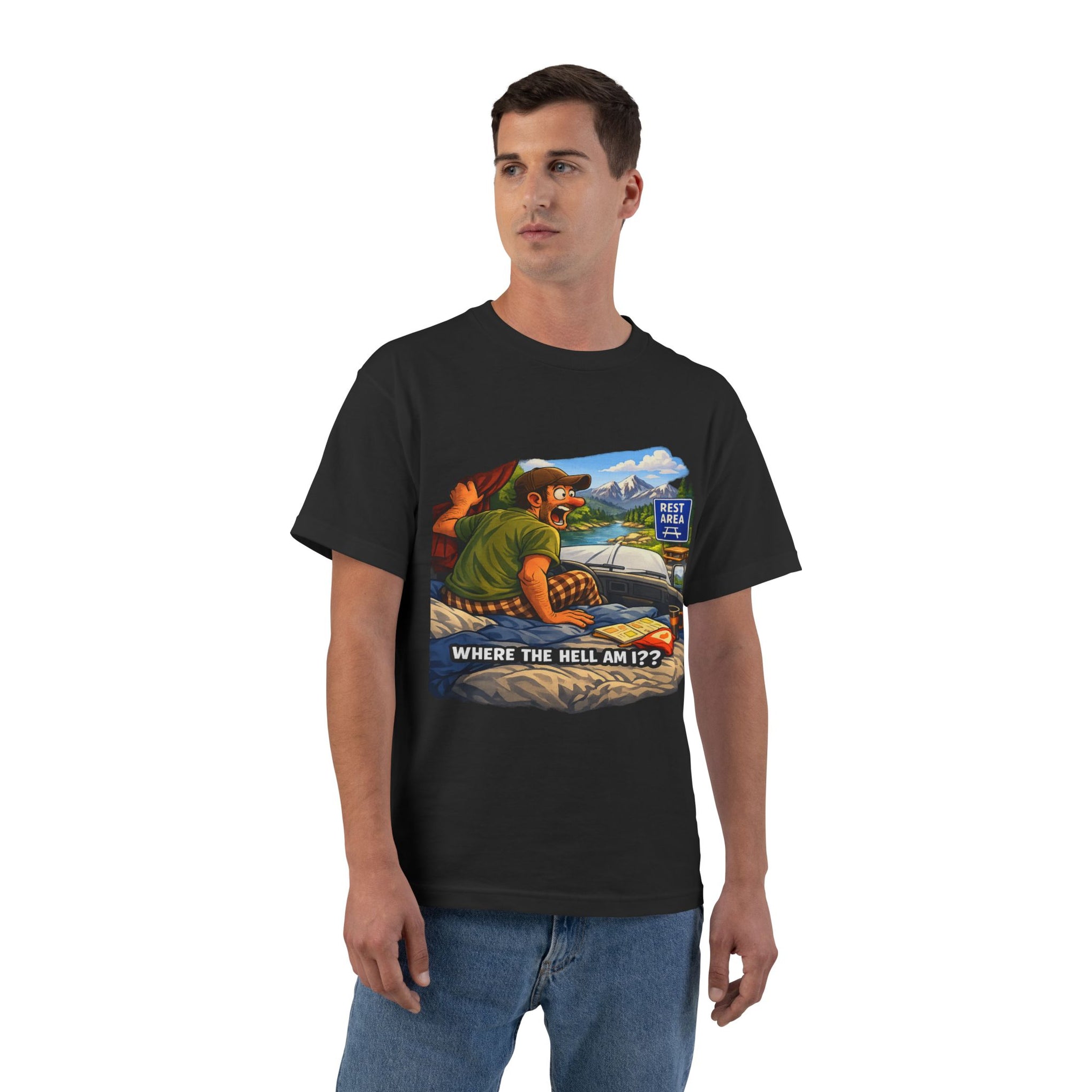 Big an Tall Graphic T-Shirt — "Where the Hell Am I??" Adventure Tee
