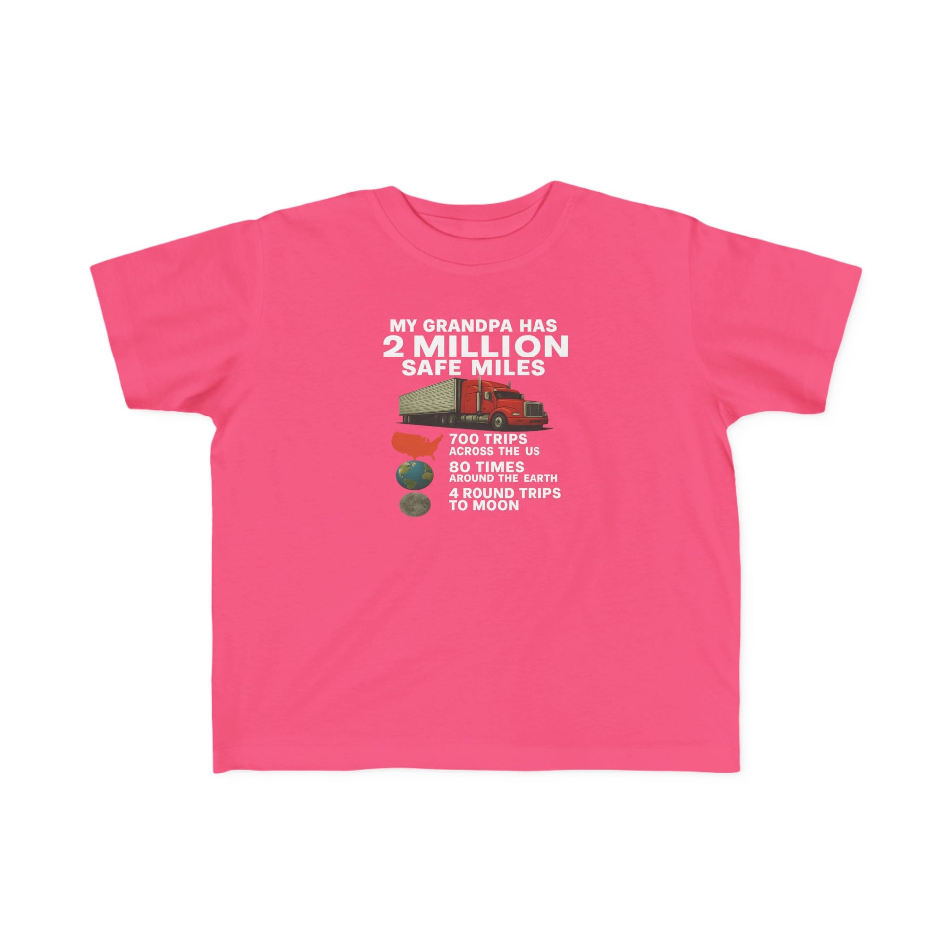 My Grampa has 2 million safe miles— Cute Red Semi Truck Design for Little Kids