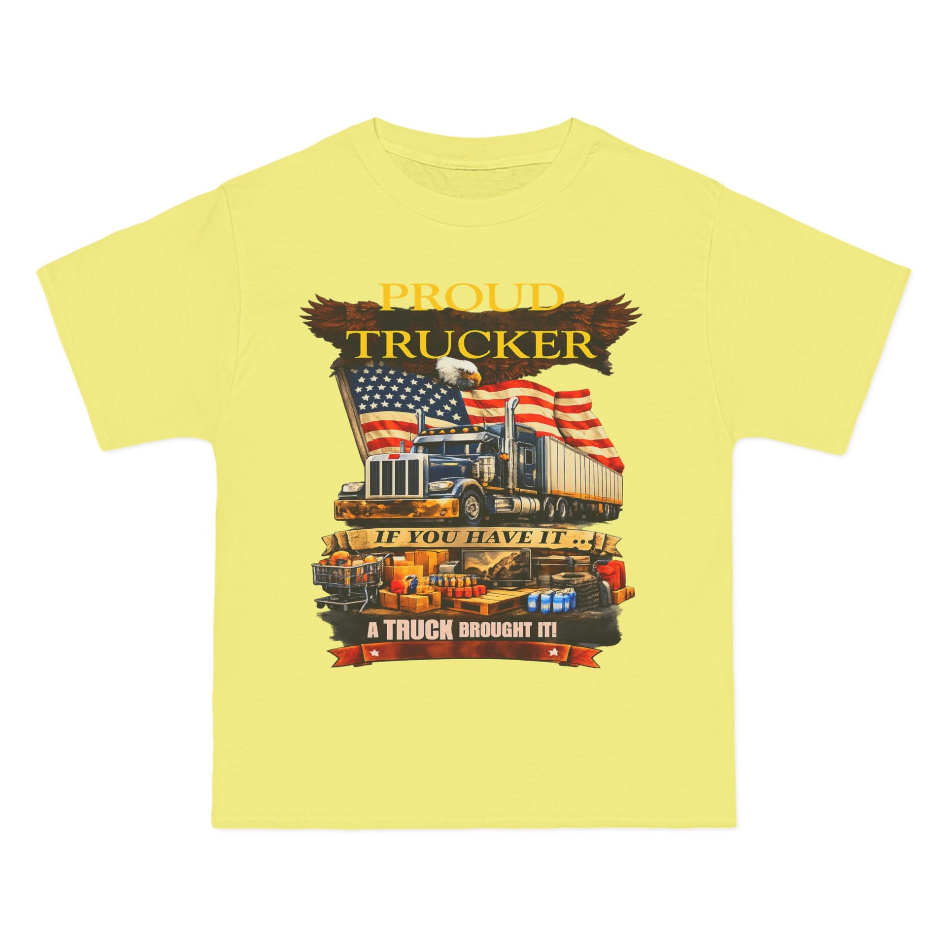 Big an Tall - "Proud Trucker" American Flag Semi Truck Graphic