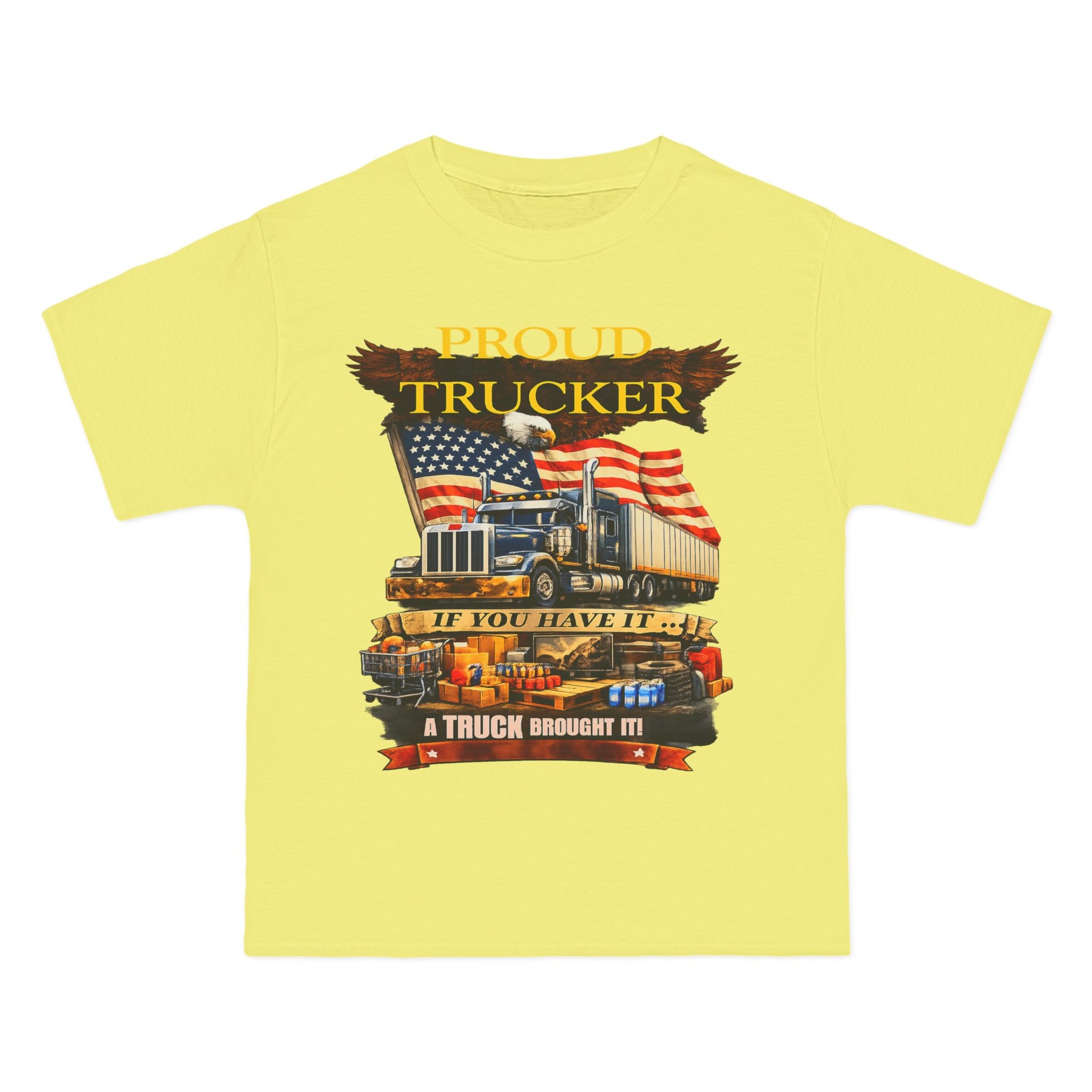 Big an Tall - "Proud Trucker" American Flag Semi Truck Graphic