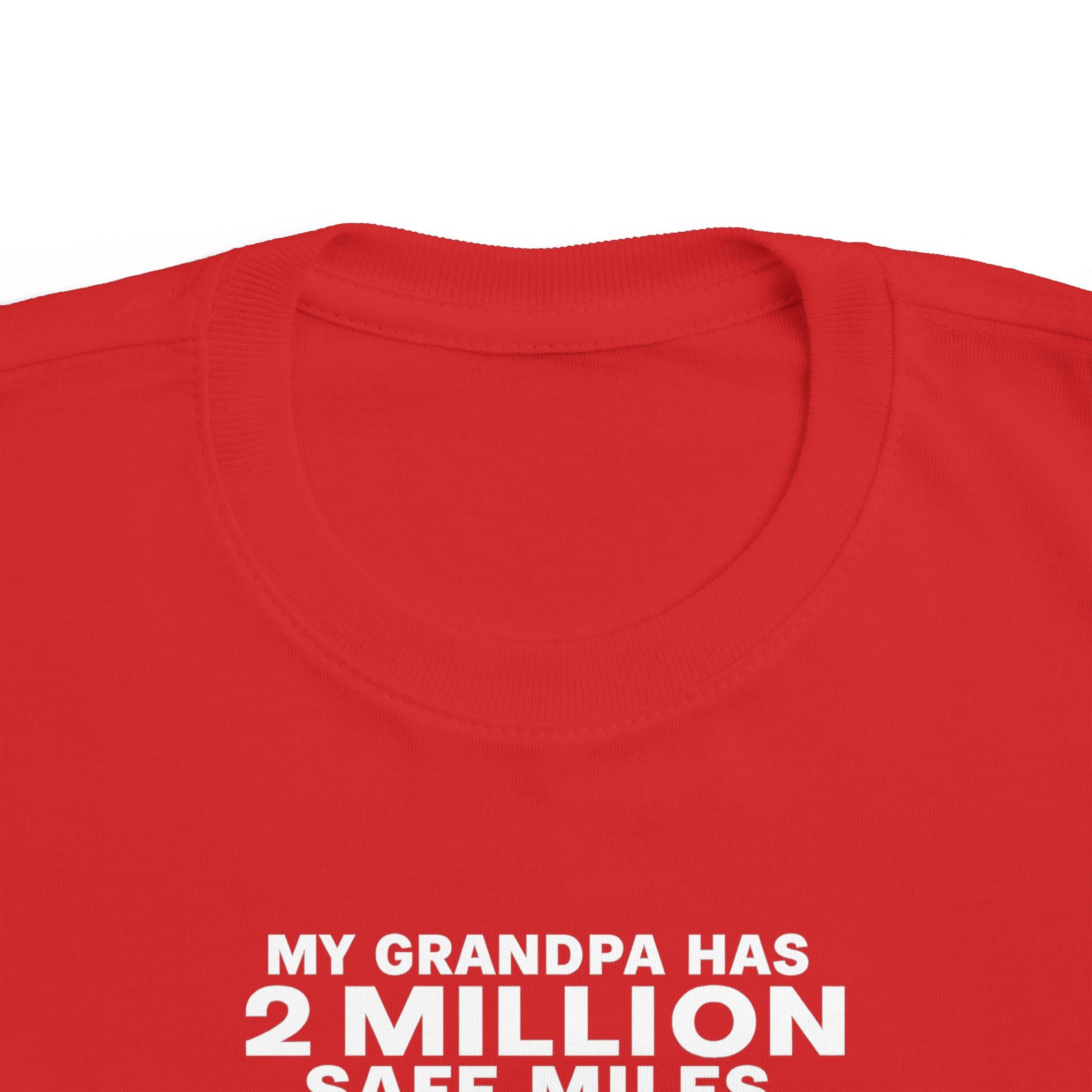 My Grampa has 2 million safe miles— Cute Red Semi Truck Design for Little Kids