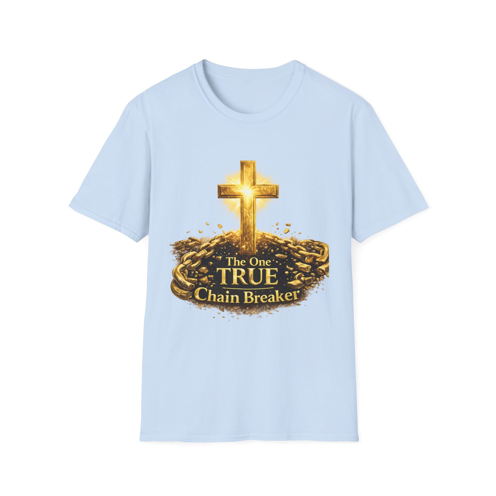 Chain Breaker Cross T-Shirt — "The One True Chain Breaker" Christian Faith Tee