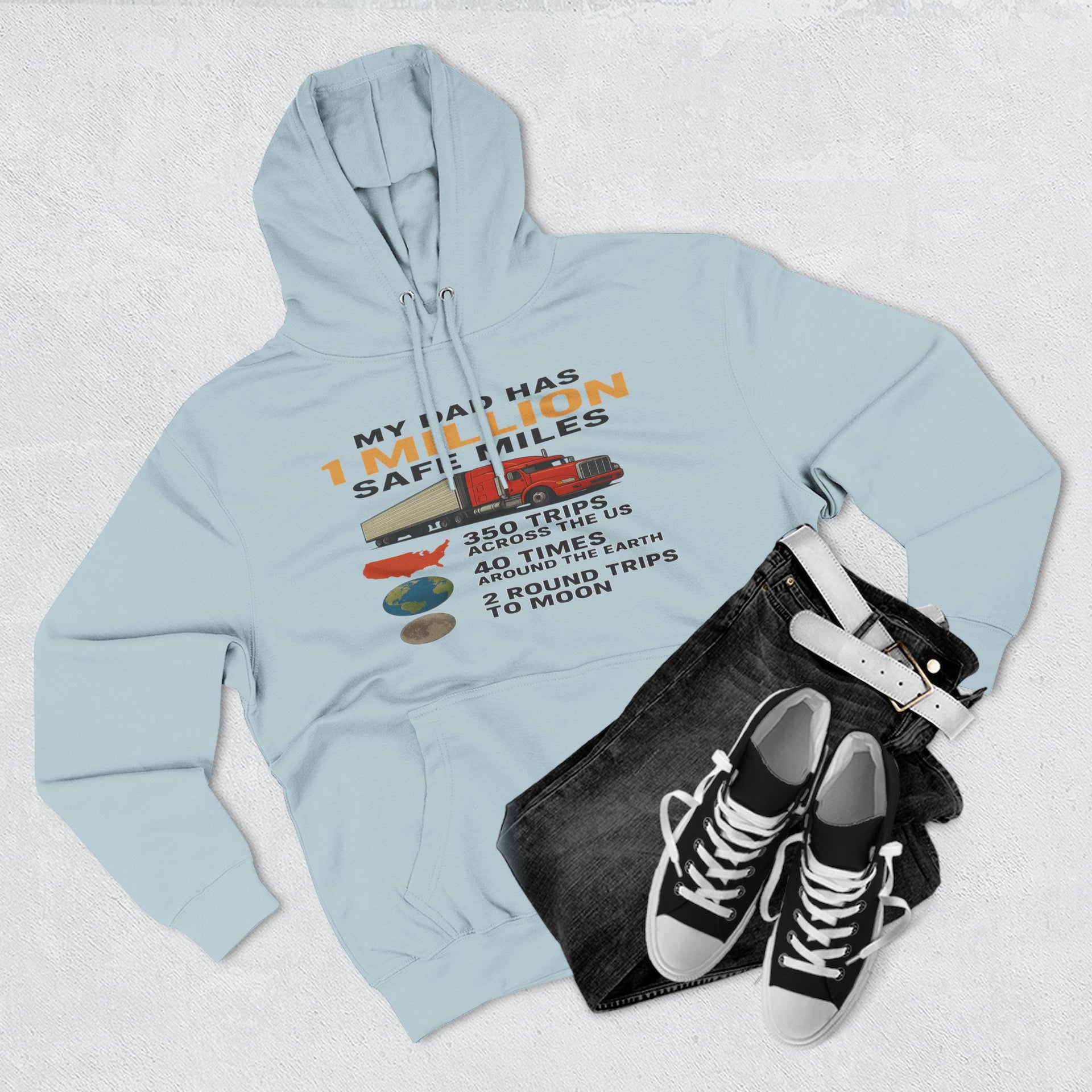 My Dad Has 1 Million Safe Miles Three-Panel Fleece Hoodie