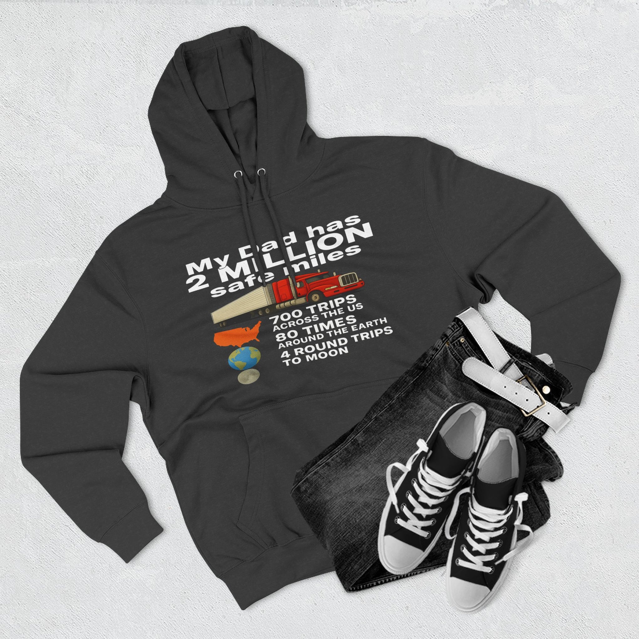 Dad 2 Million Safe Miles Three-Panel Fleece Hoodie
