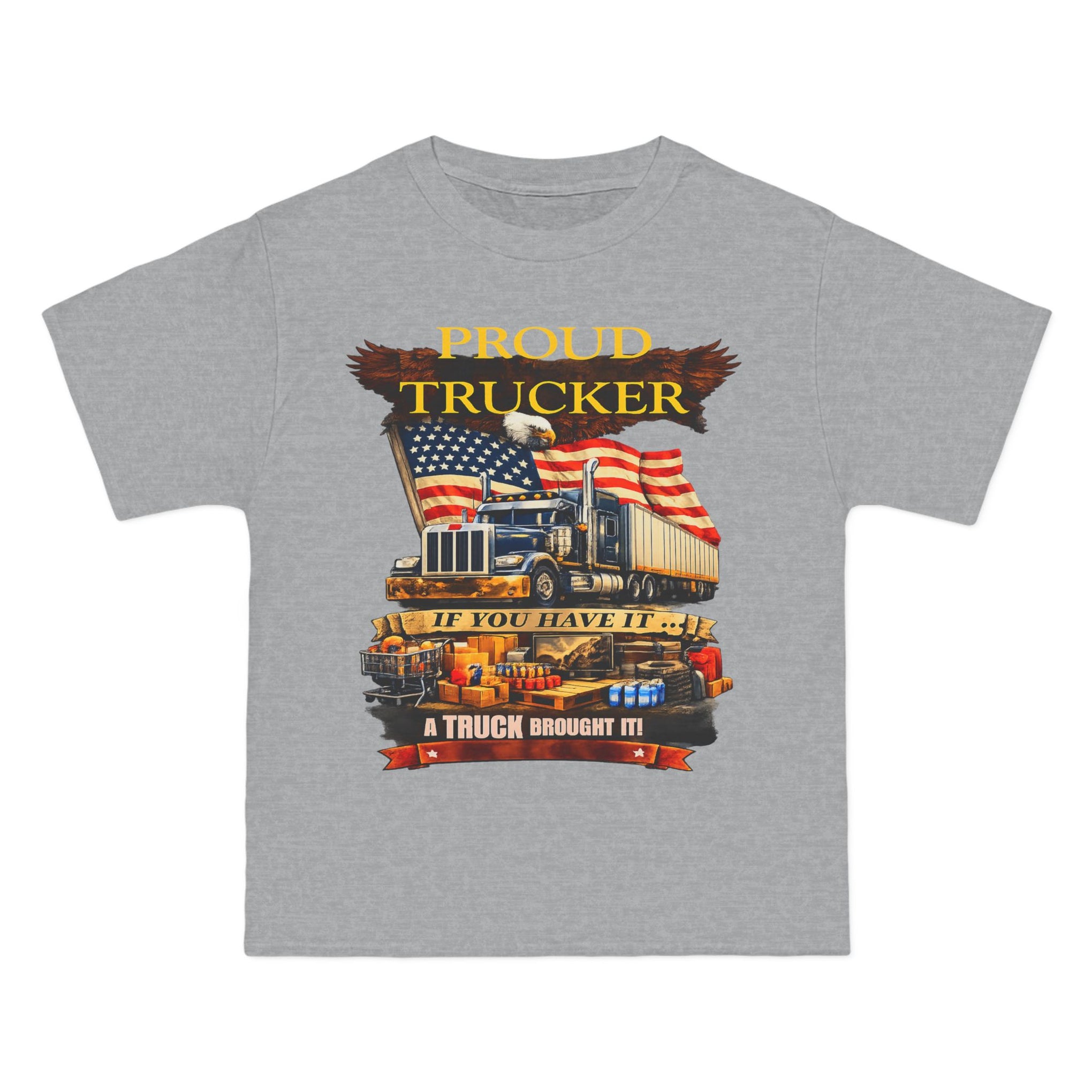 Big an Tall - "Proud Trucker" American Flag Semi Truck Graphic