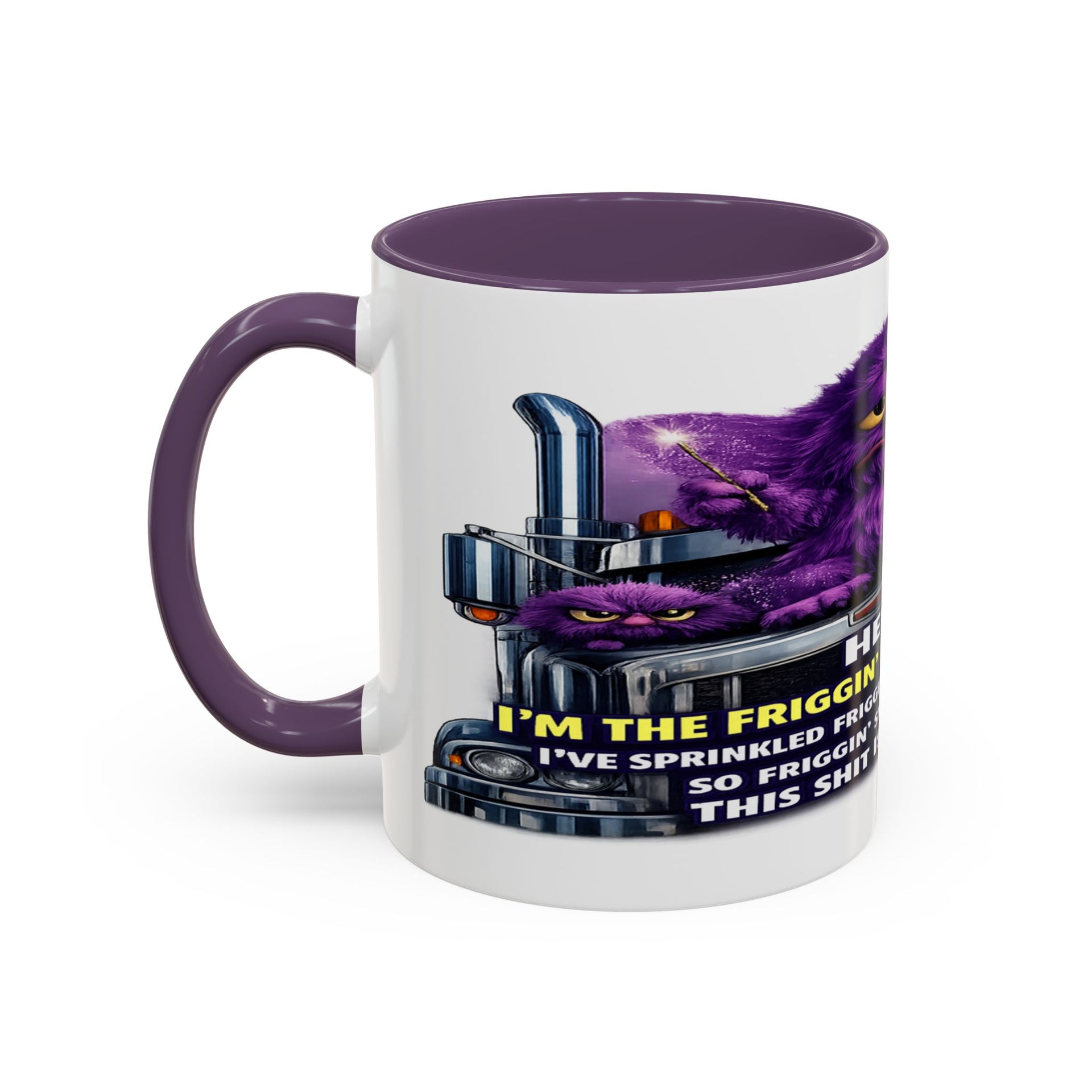 Purple Grumpy Monster Coffee Mug – Funny Truck Driver Gift (11oz & 15oz)