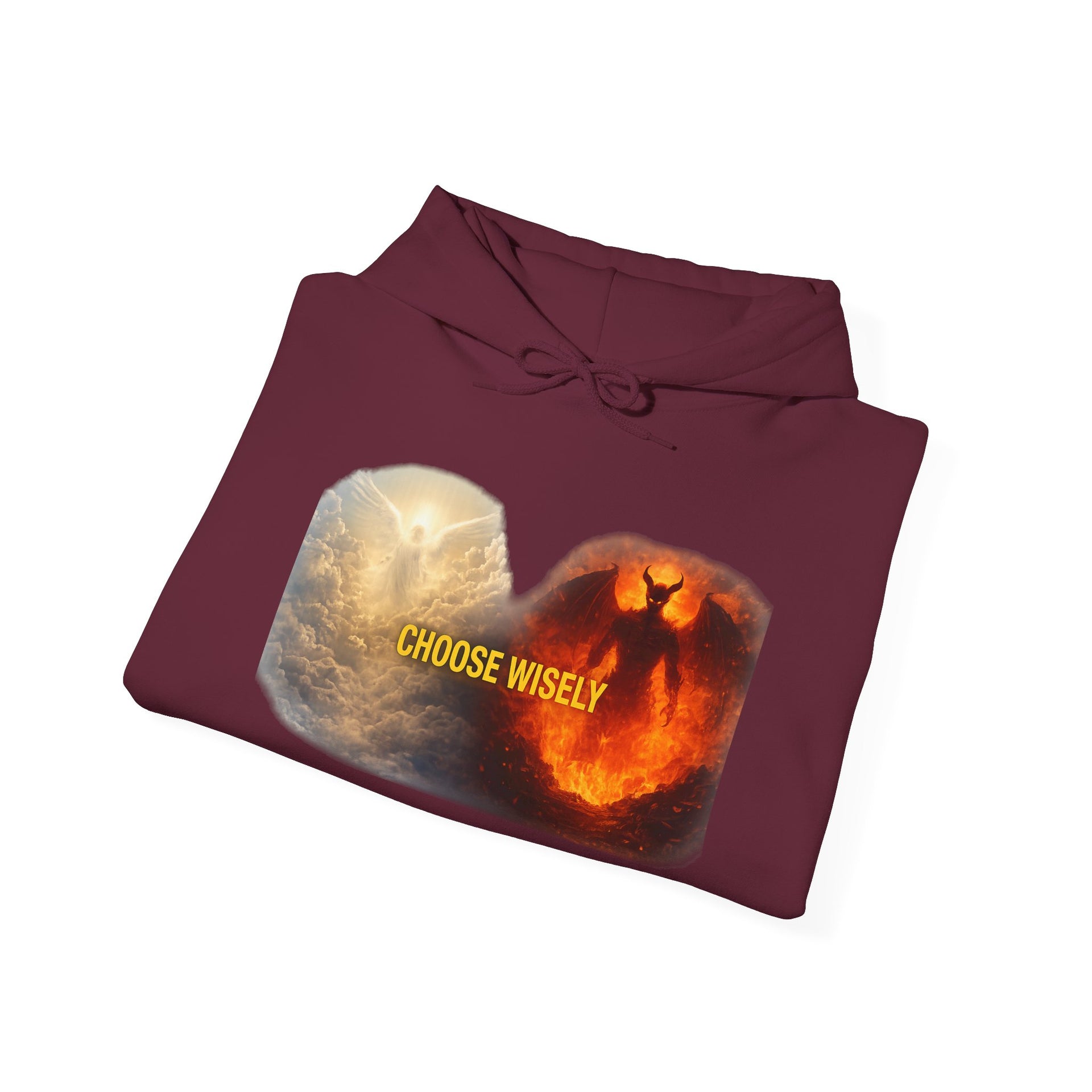 Hoodie — Choose Wisely Angel vs Demon Graphic Pullover