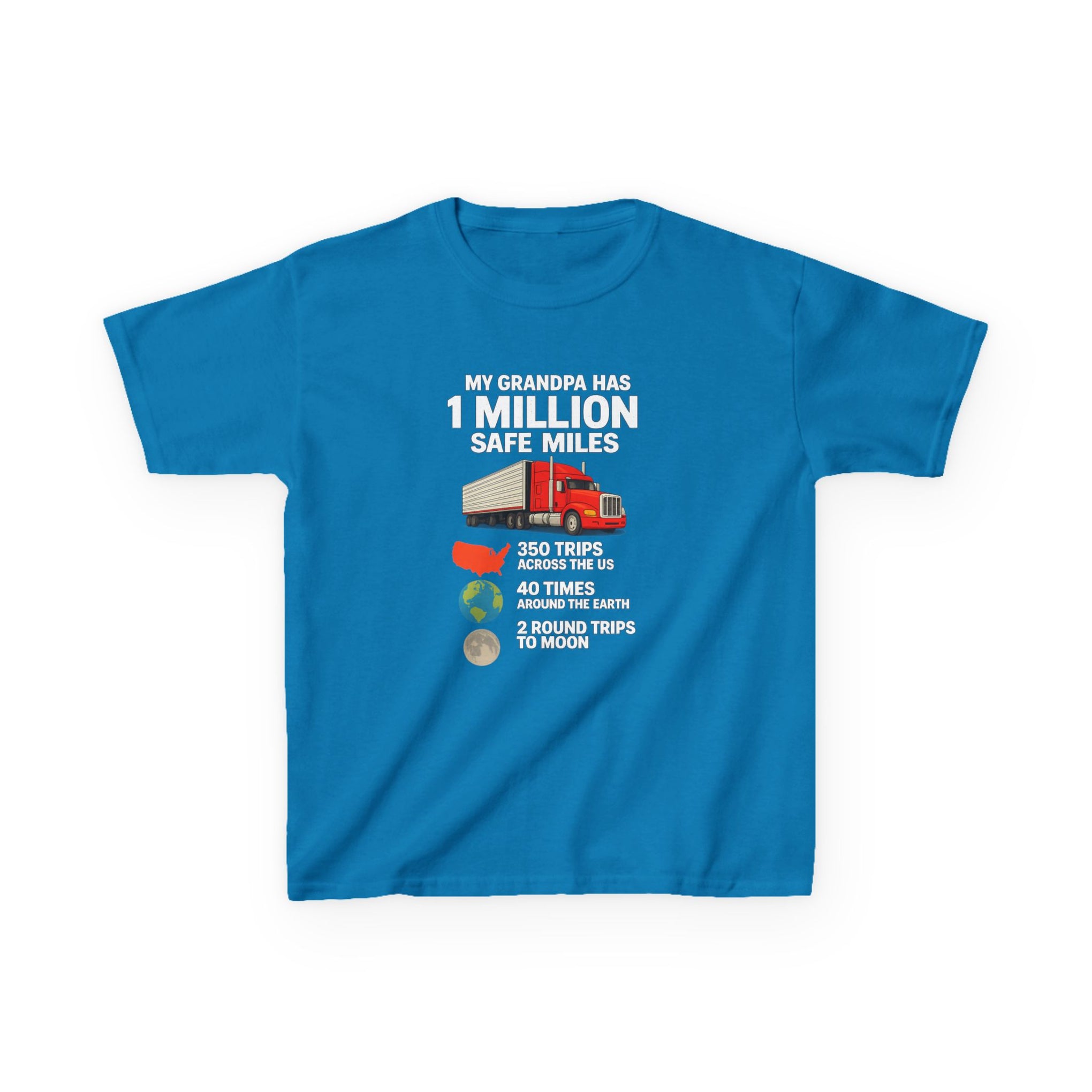 Kids Truck Tee — My Grampa has 1 Million Safe Miles (Red Semi Graphic)