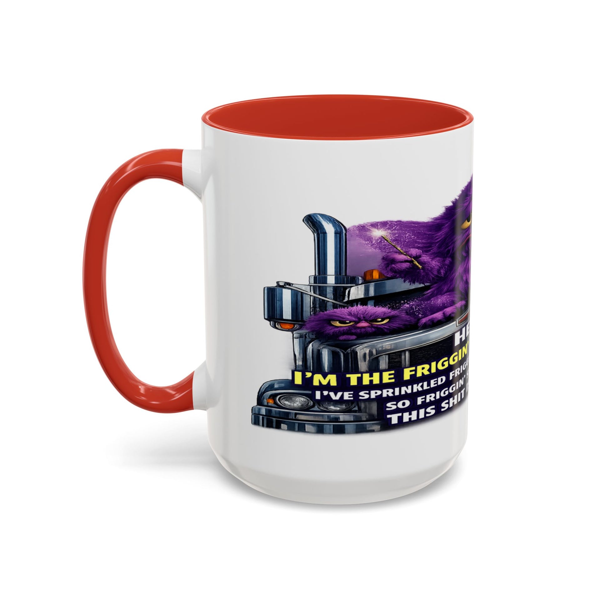 Purple Grumpy Monster Coffee Mug – Funny Truck Driver Gift (11oz & 15oz)