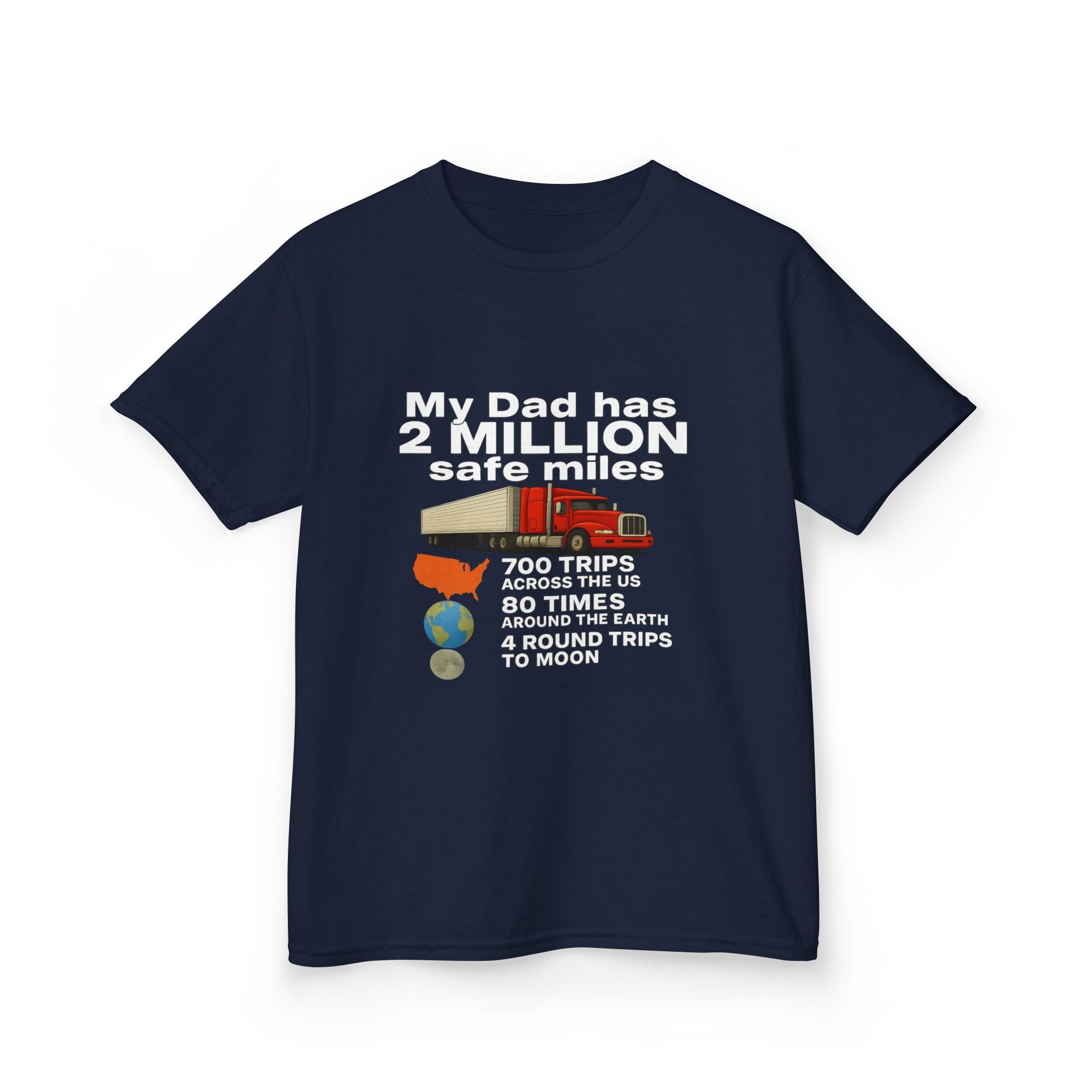 Kids Tee — "My Dad Has 2 Million Safe Miles" Funny Road Trip Travel Shirt