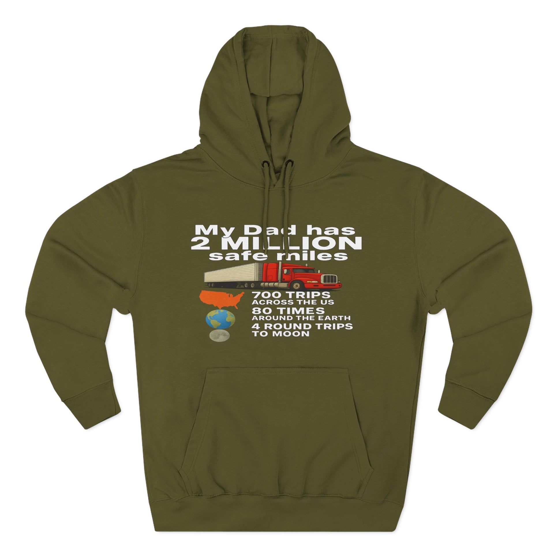Dad 2 Million Safe Miles Three-Panel Fleece Hoodie