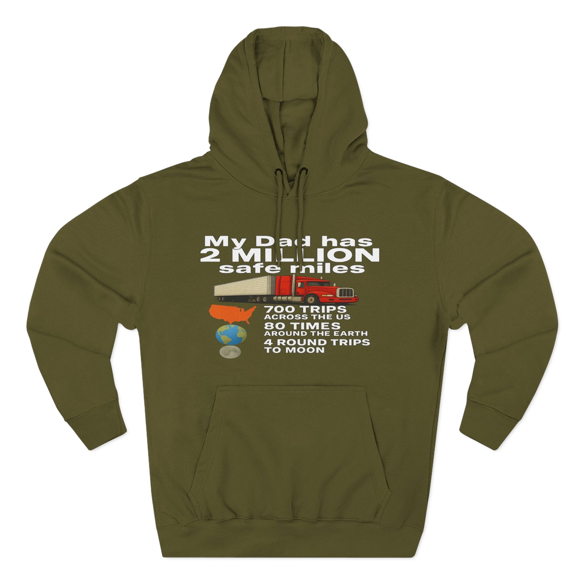 Dad 2 Million Safe Miles Three-Panel Fleece Hoodie