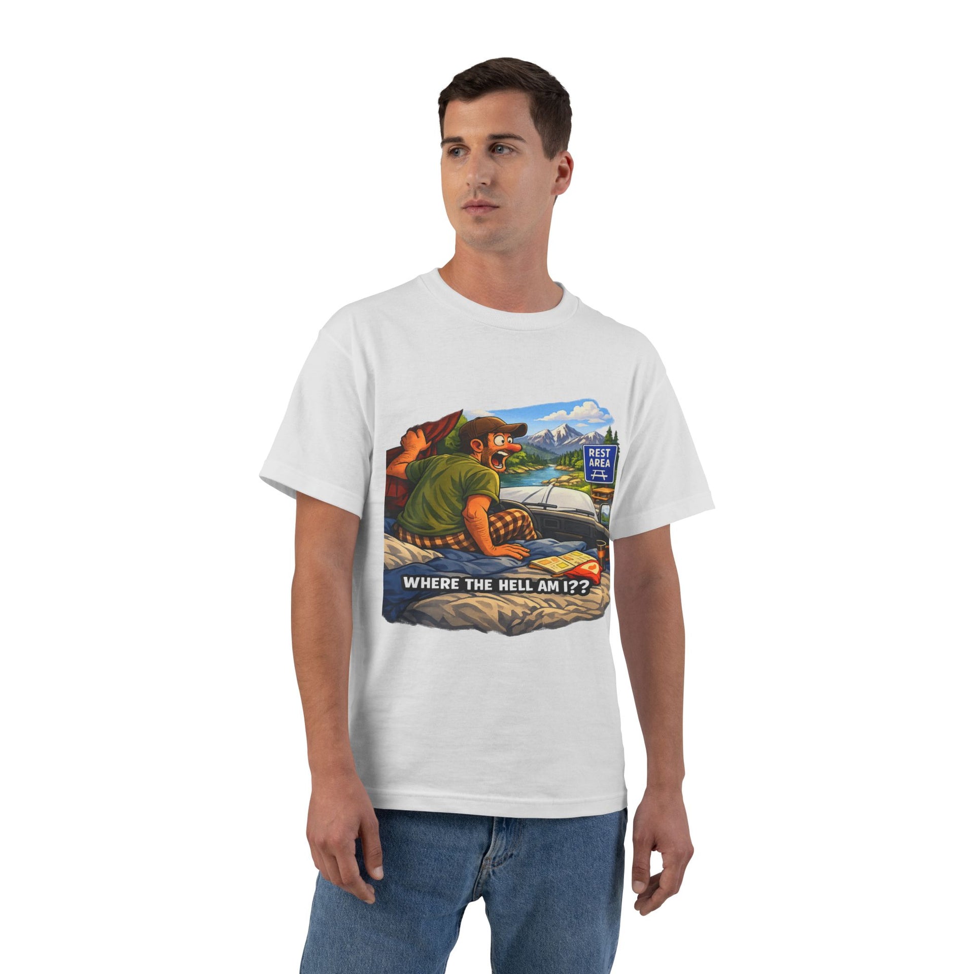Big an Tall Graphic T-Shirt — "Where the Hell Am I??" Adventure Tee