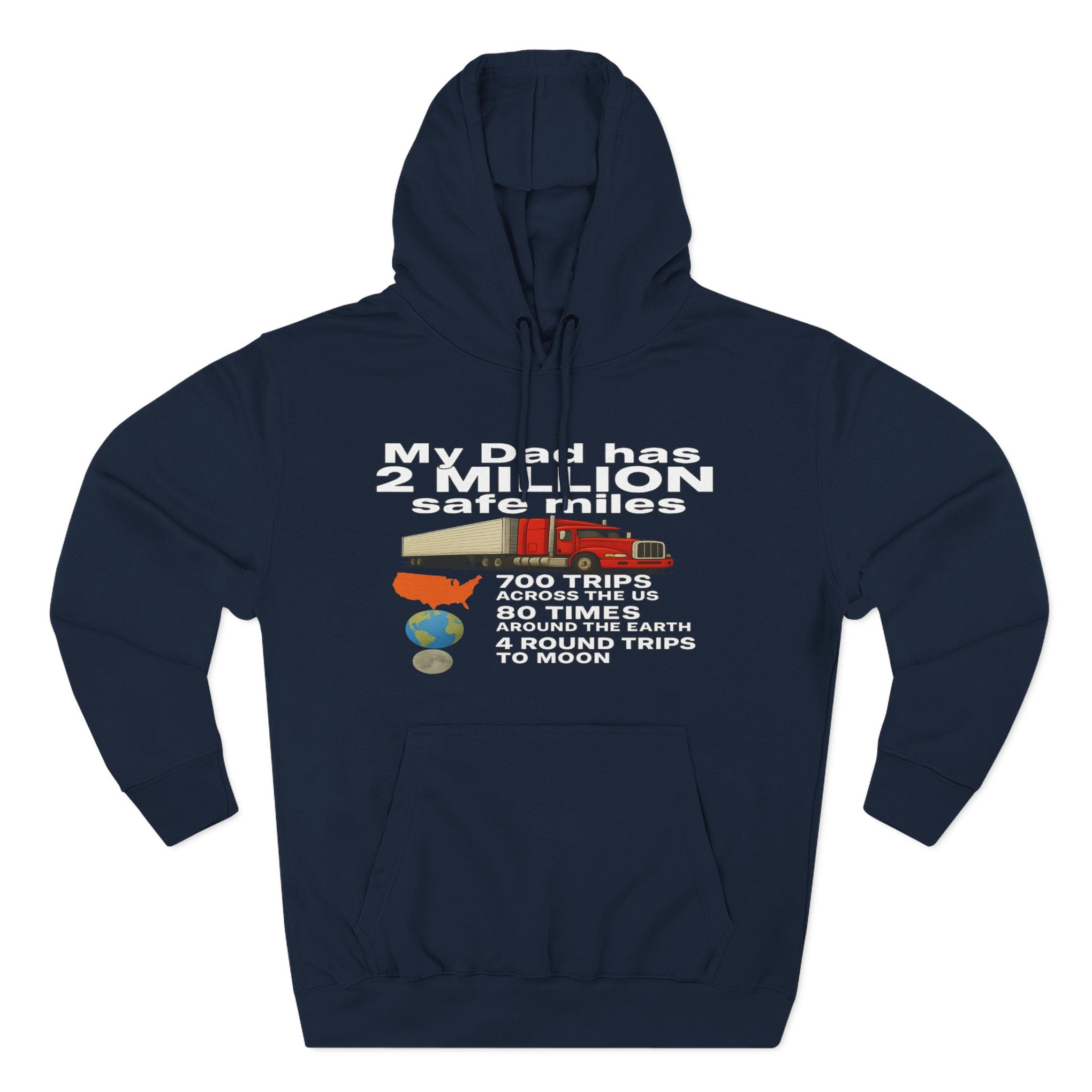 Dad 2 Million Safe Miles Three-Panel Fleece Hoodie
