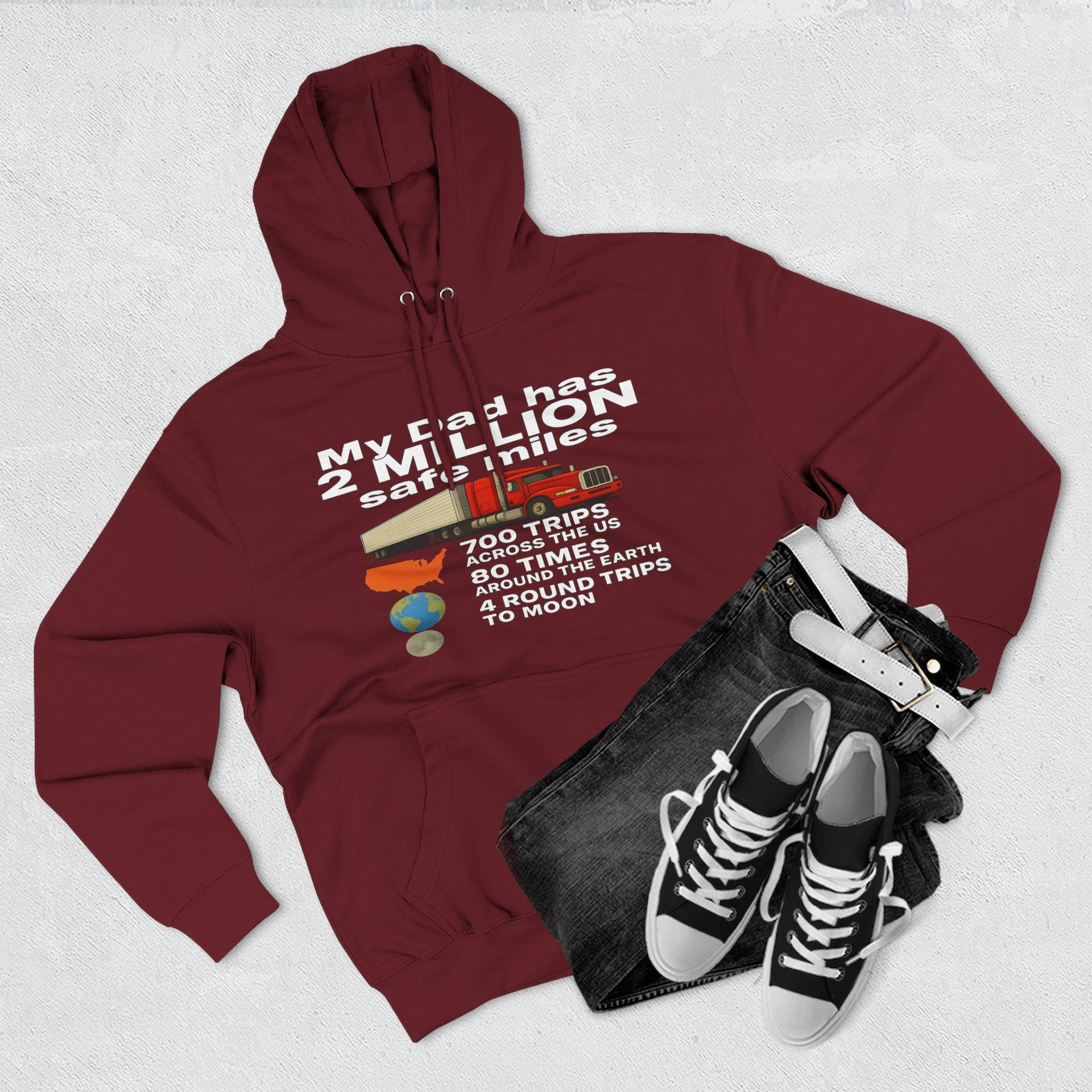Dad 2 Million Safe Miles Three-Panel Fleece Hoodie