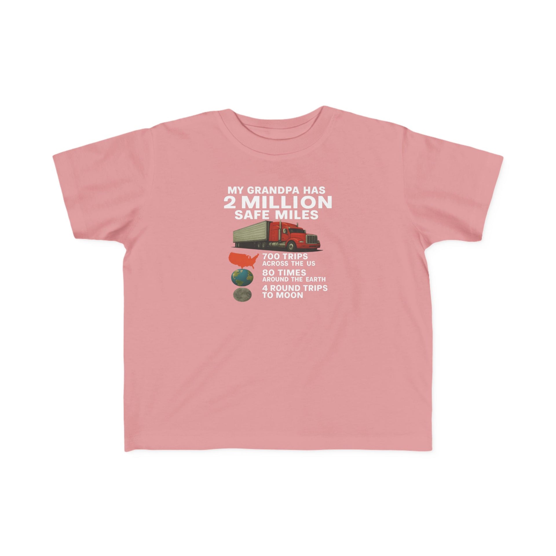 My Grampa has 2 million safe miles— Cute Red Semi Truck Design for Little Kids