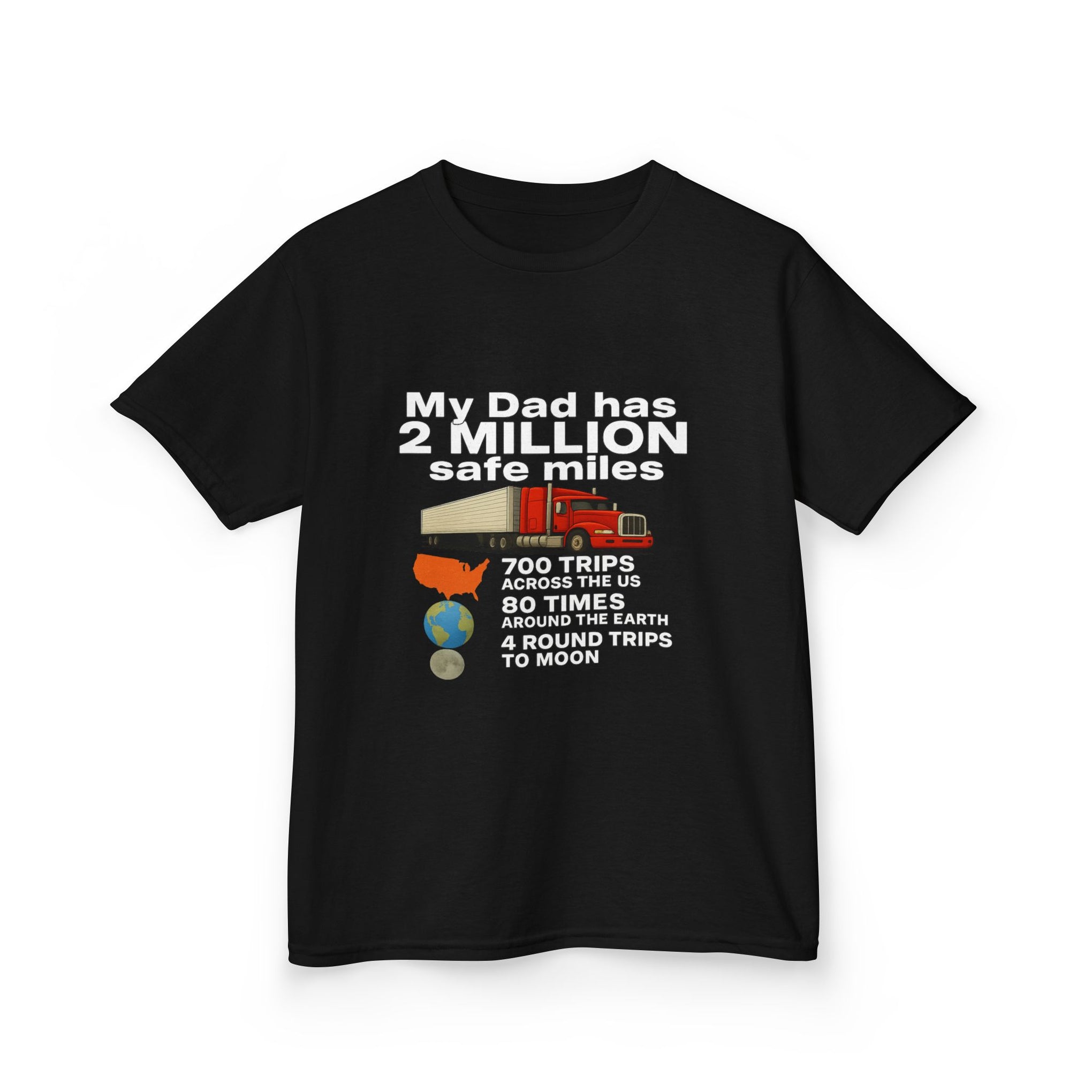 Kids Tee — "My Dad Has 2 Million Safe Miles" Funny Road Trip Travel Shirt