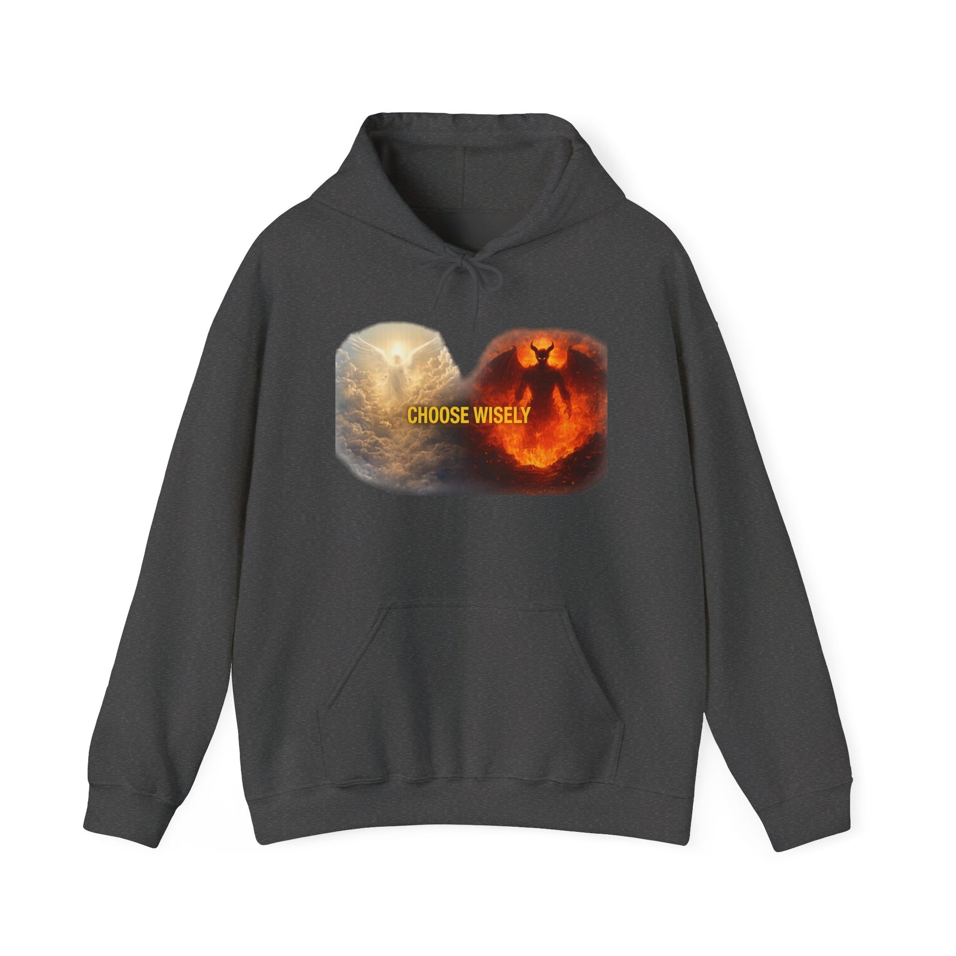 Hoodie — Choose Wisely Angel vs Demon Graphic Pullover