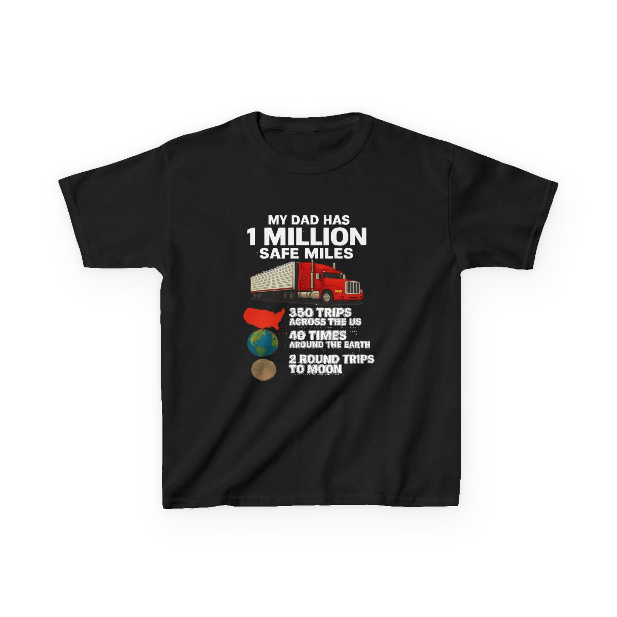 Kids Trucker Tee — 'My Dad Has A Million Safe Miles Graphic Shirt