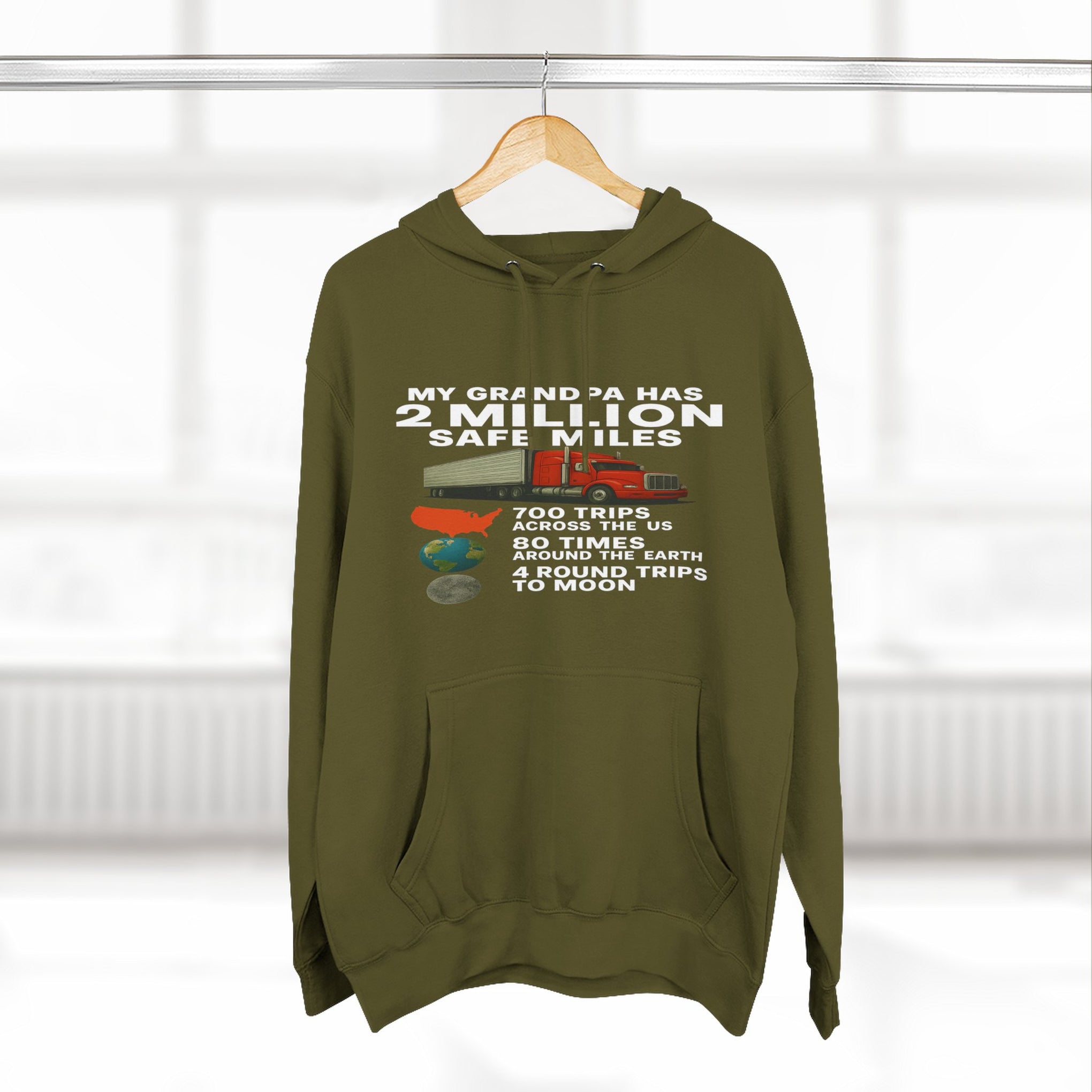 Grampa 2 Million Safe Miles Three-Panel Fleece Hoodie