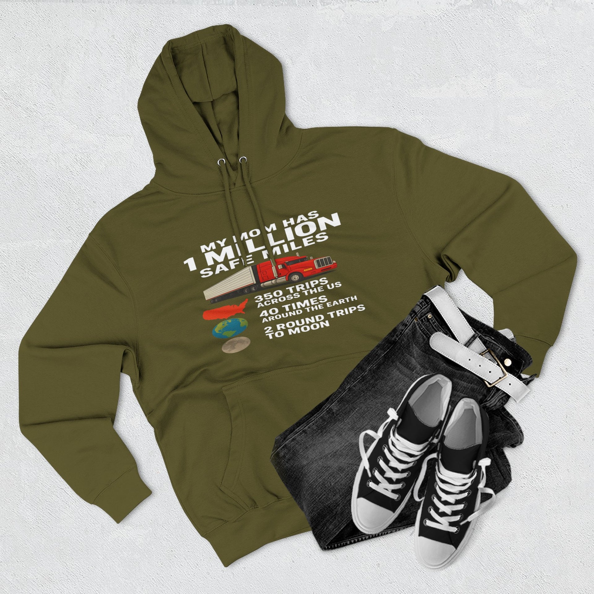 My MOM has 1 million safe miles Three-Panel Fleece Hoodie