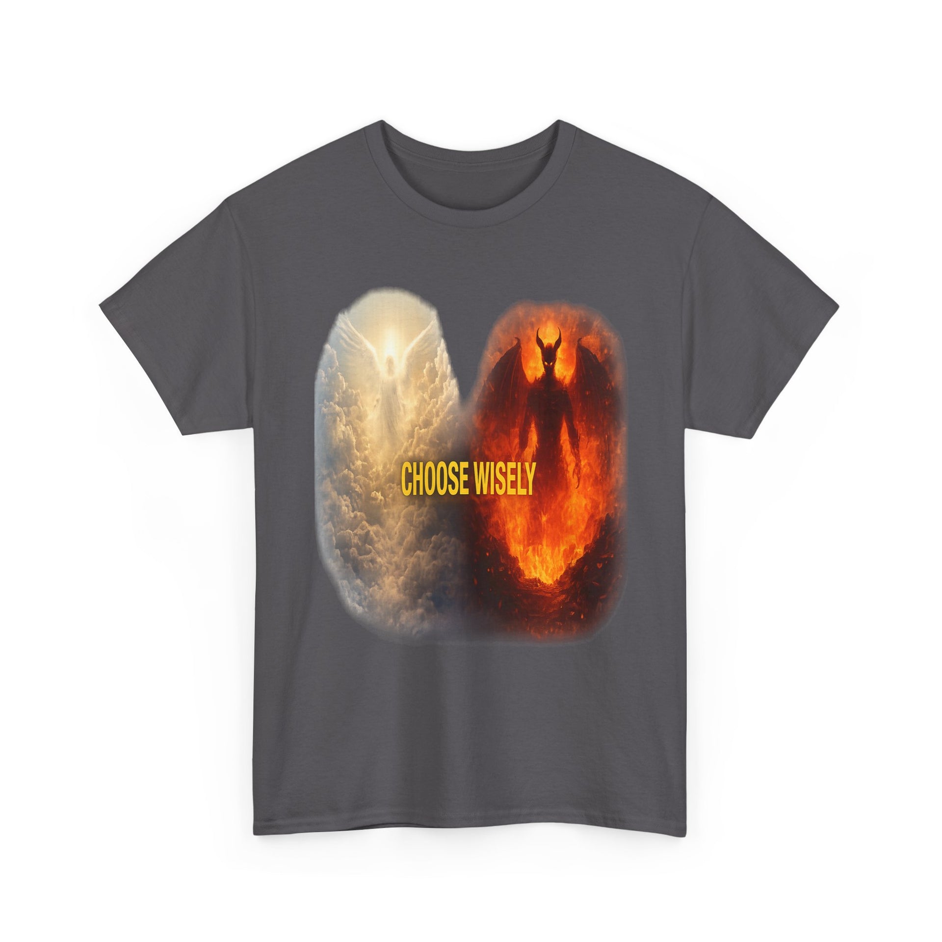 Choose Wisely Tee — Angel vs Demon Graphic T-Shirt