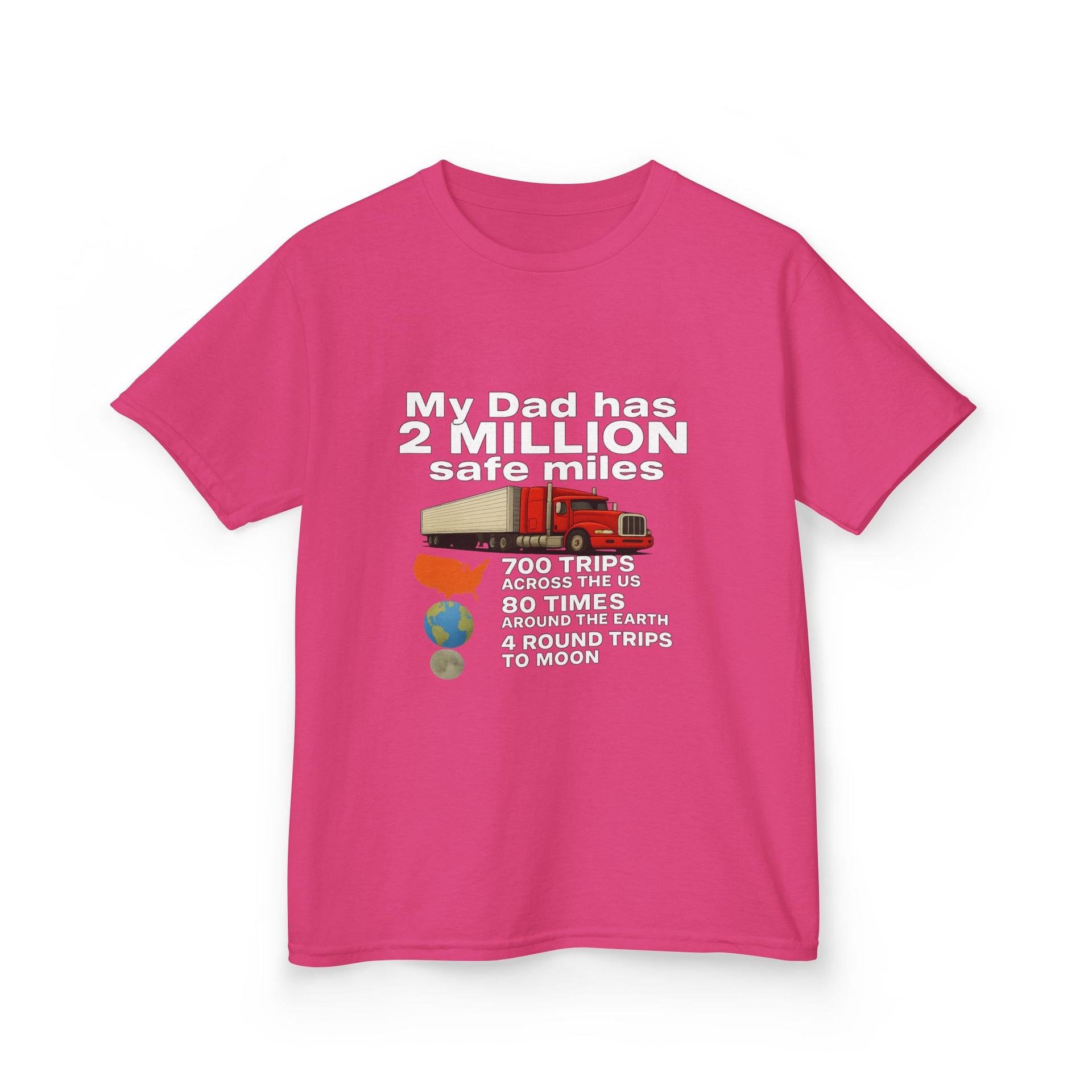 Kids Tee — "My Dad Has 2 Million Safe Miles" Funny Road Trip Travel Shirt