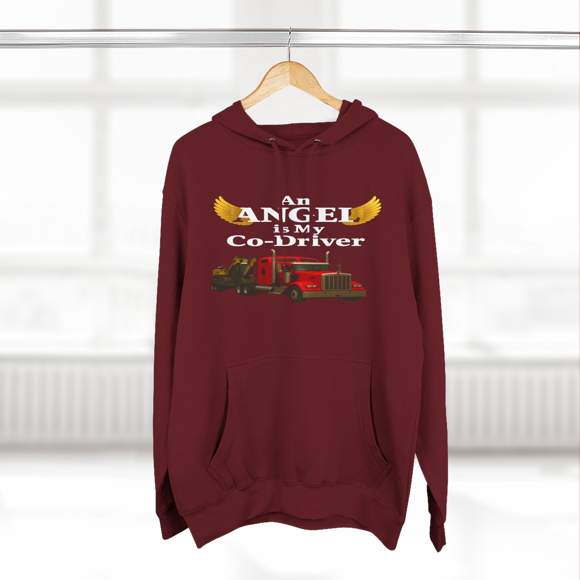 Flatbed "Angel is my co-driver" Three-Panel Fleece Hoodie