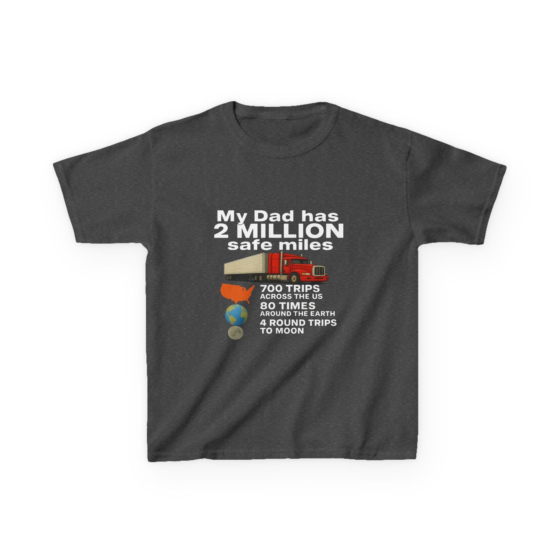 Kids Tee — "My Dad Has 2 Million Safe Miles" Funny Road Trip Travel Shirt