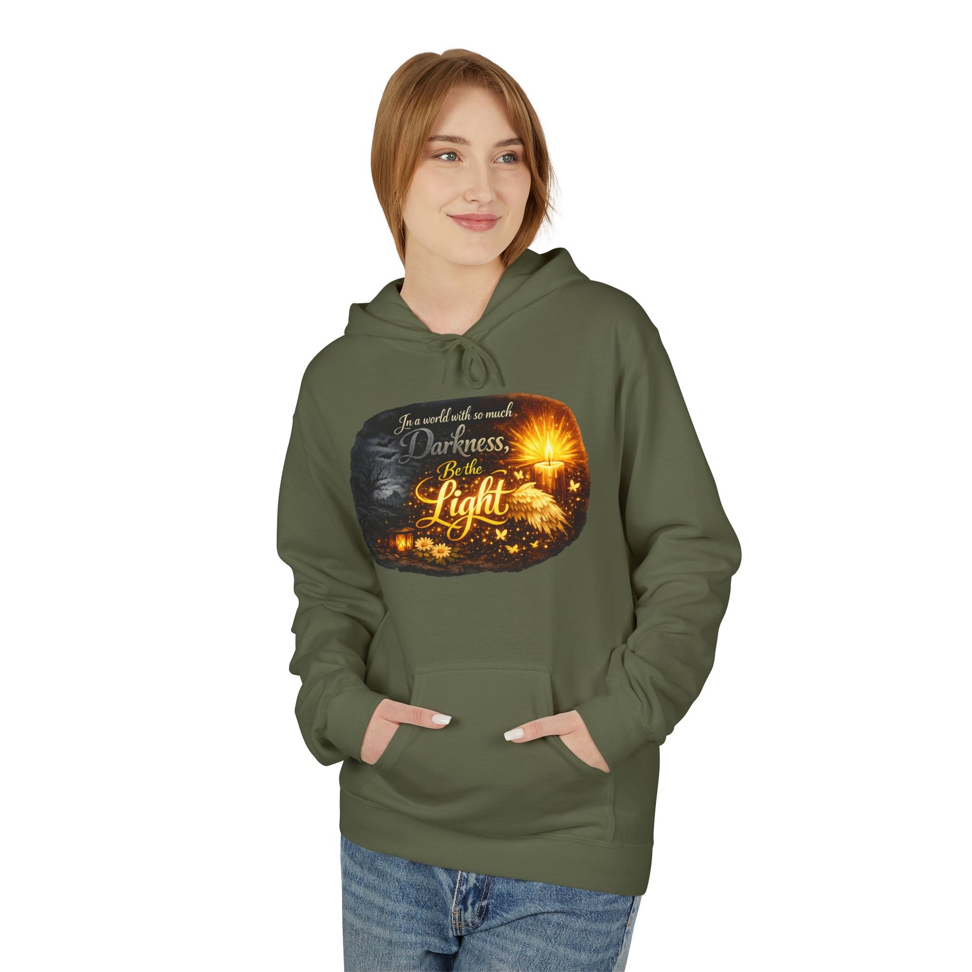 Inspirational Light Hoodie – "Darkness Can’t Overcome the Light" Spiritual Faith Sweatshirt