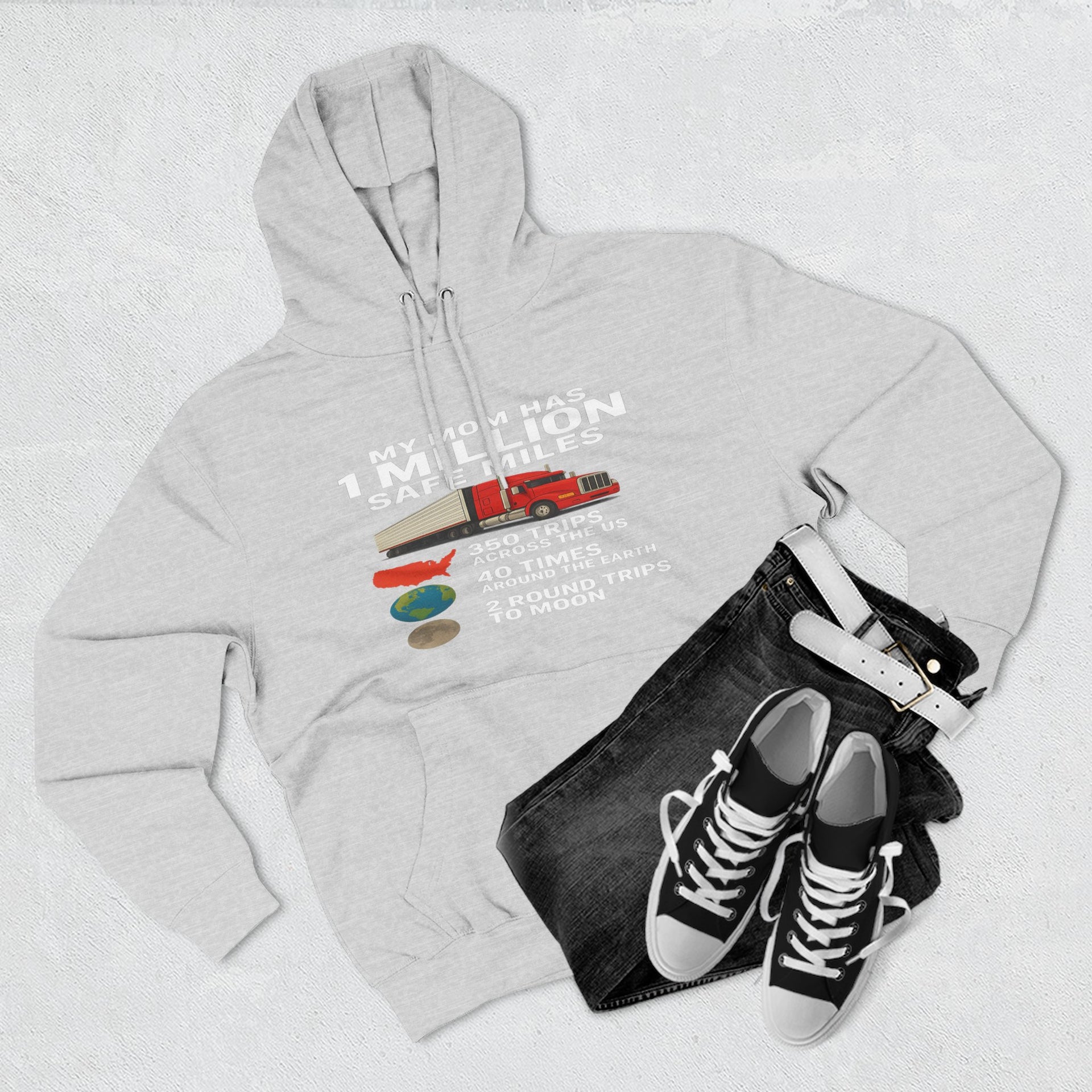 My MOM has 1 million safe miles Three-Panel Fleece Hoodie