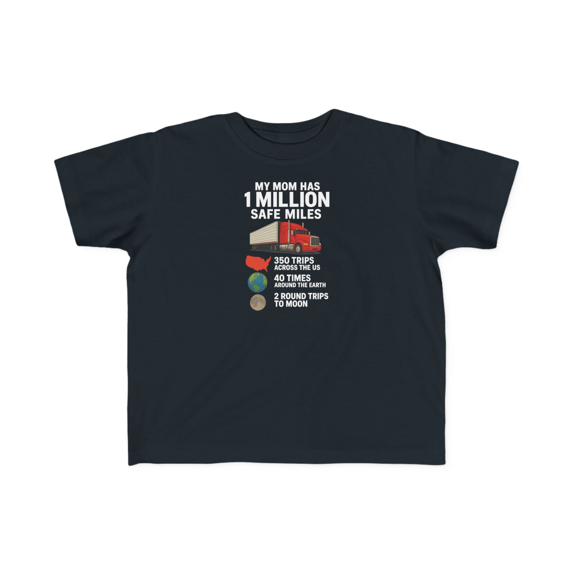 Toddler Tee – “My Mom Has 1 Million Safe Miles” Cute Truck Driving Mom Shirt for Kids