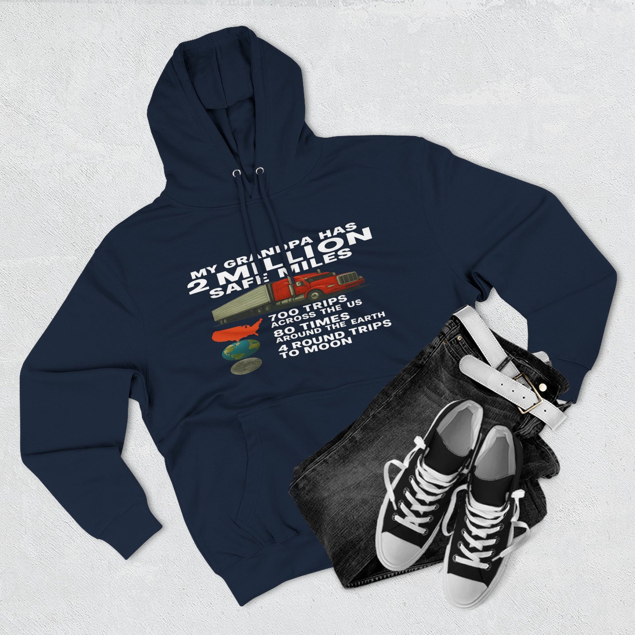 Grampa 2 Million Safe Miles Three-Panel Fleece Hoodie