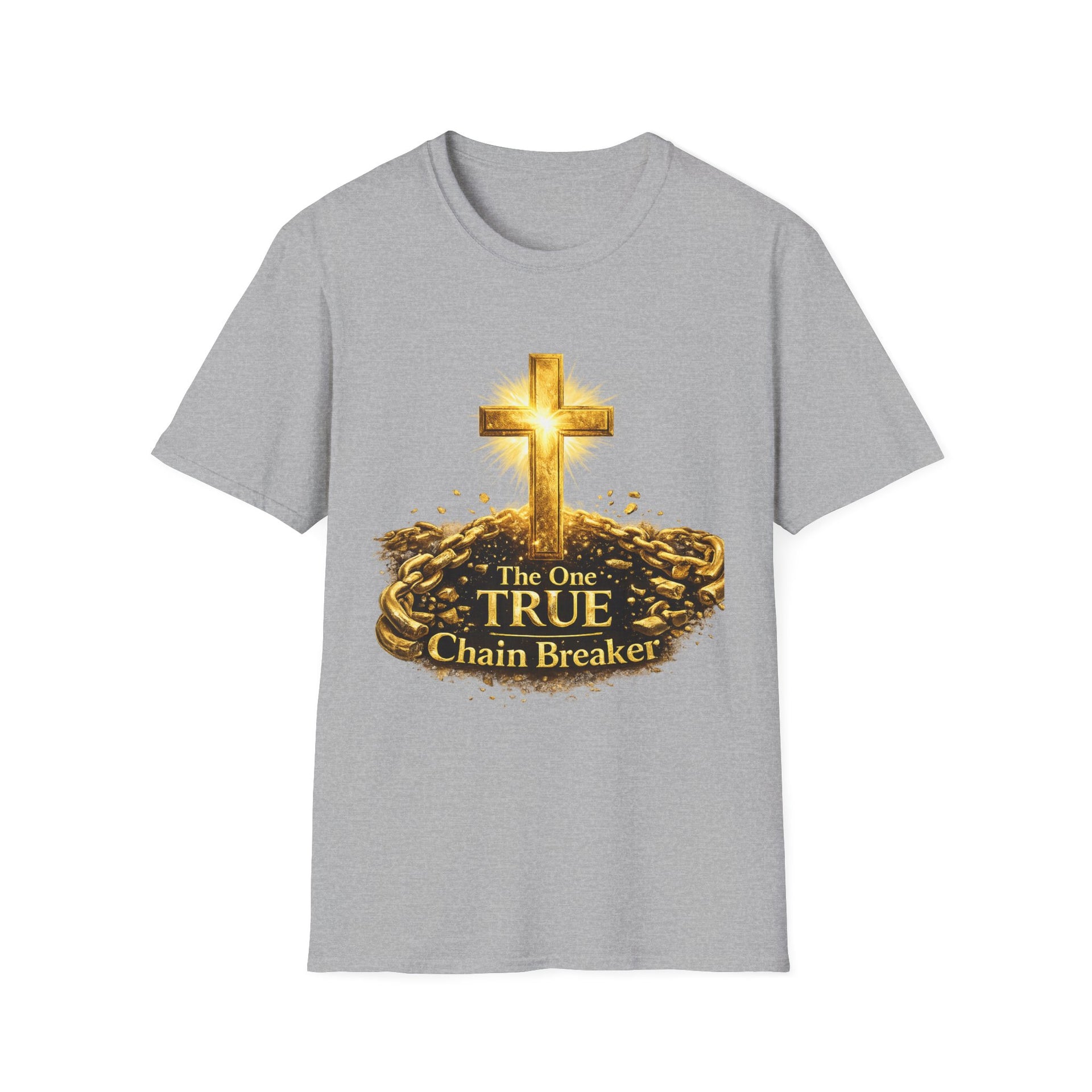 Chain Breaker Cross T-Shirt — "The One True Chain Breaker" Christian Faith Tee