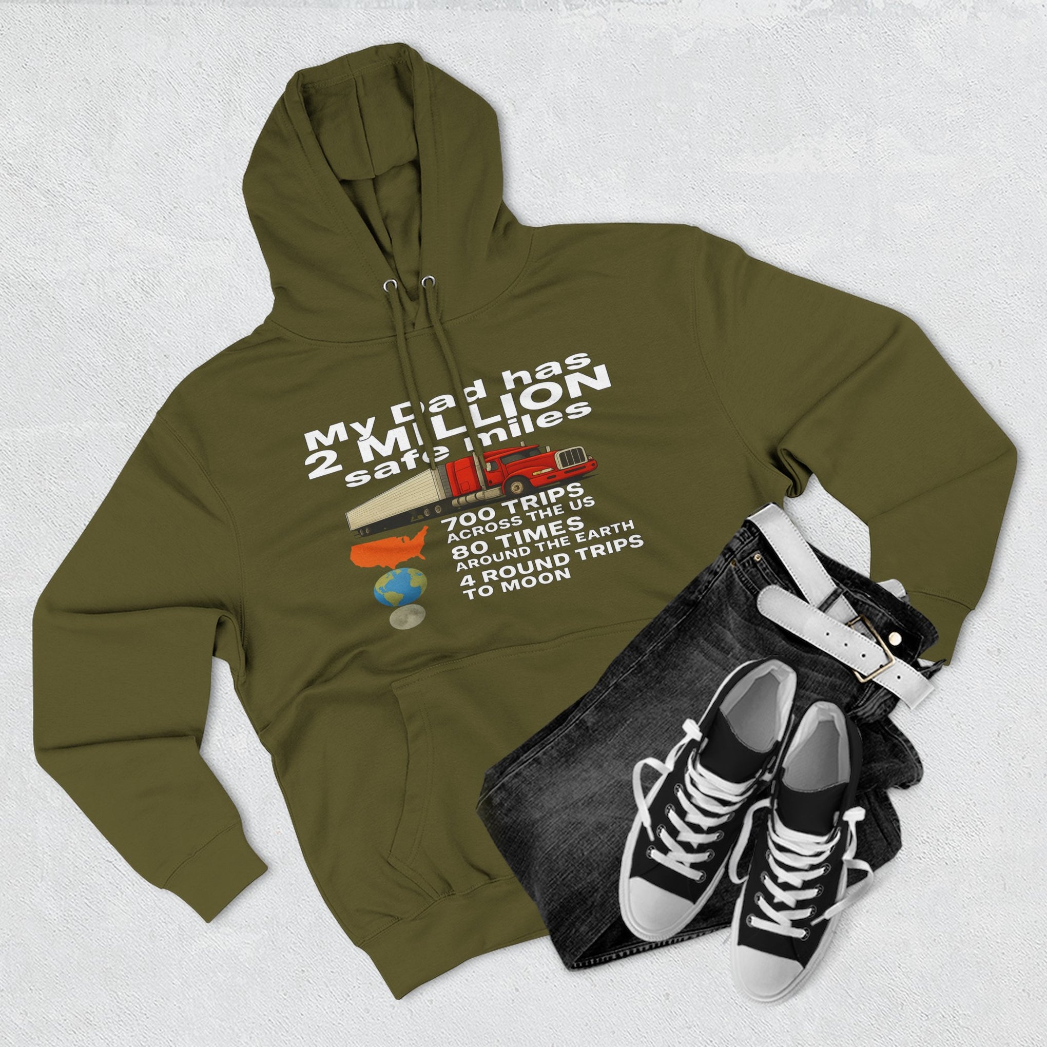 Dad 2 Million Safe Miles Three-Panel Fleece Hoodie