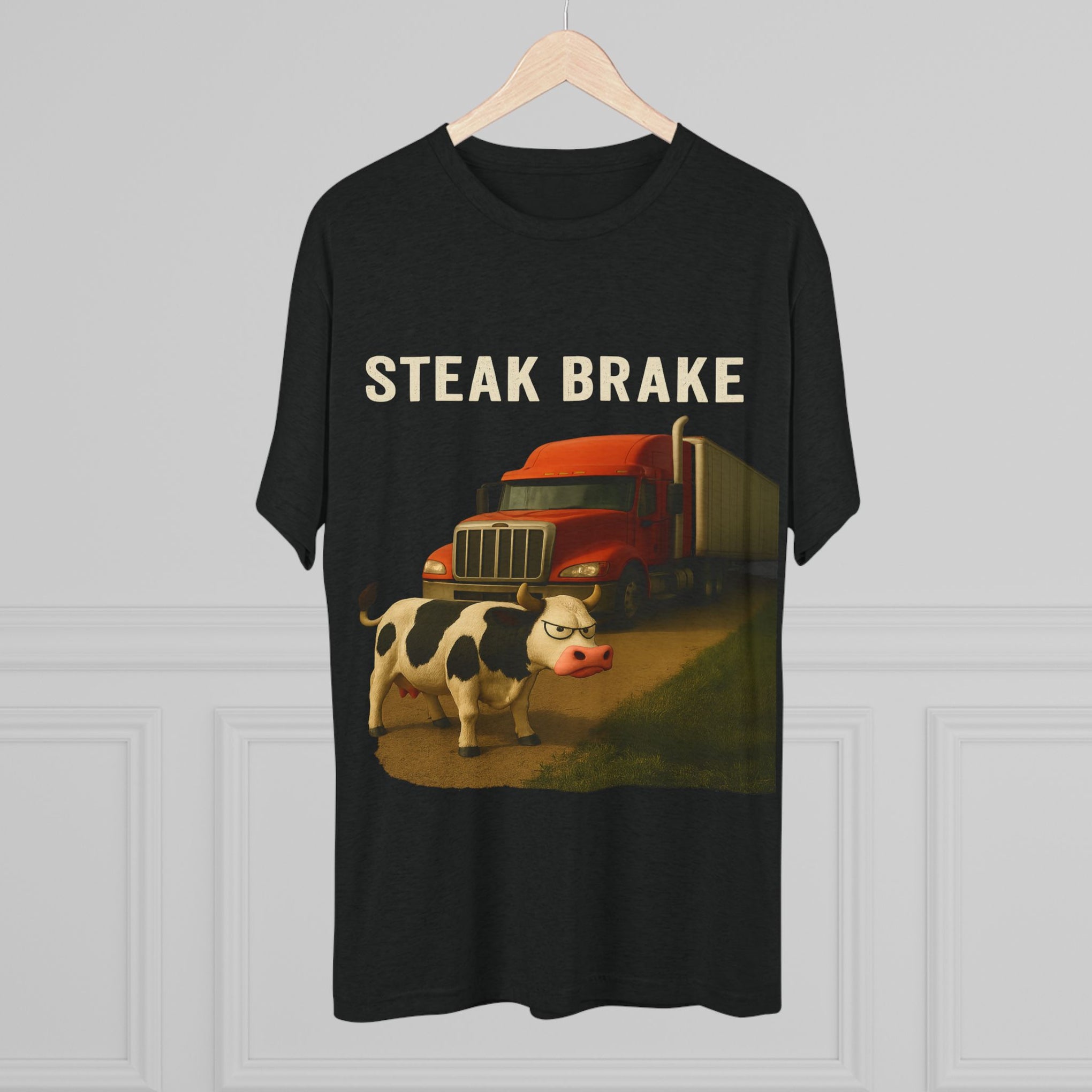 Steak Brake Tee – Funny Cow & Big Rig Truck Graphic Shirt