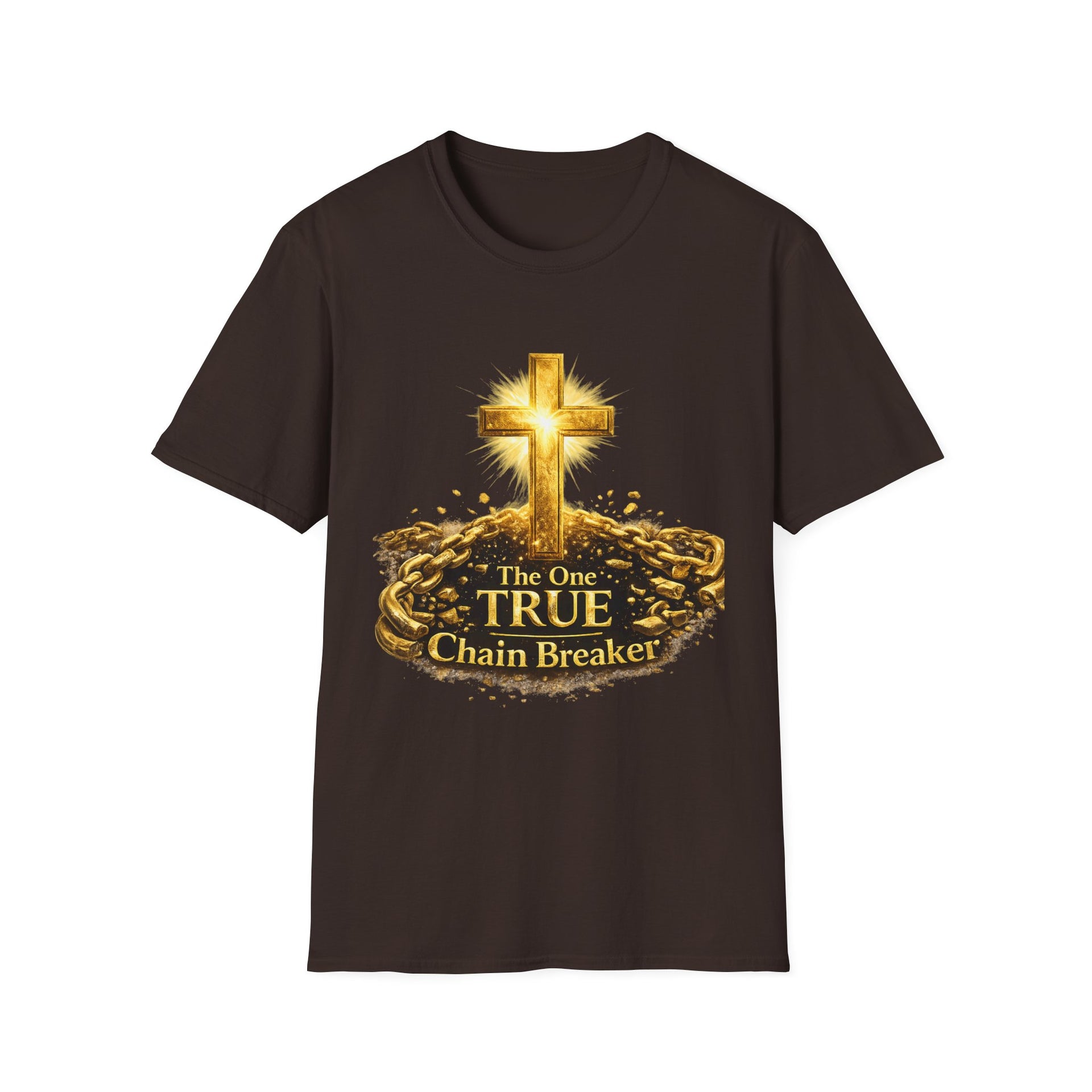 Chain Breaker Cross T-Shirt — "The One True Chain Breaker" Christian Faith Tee