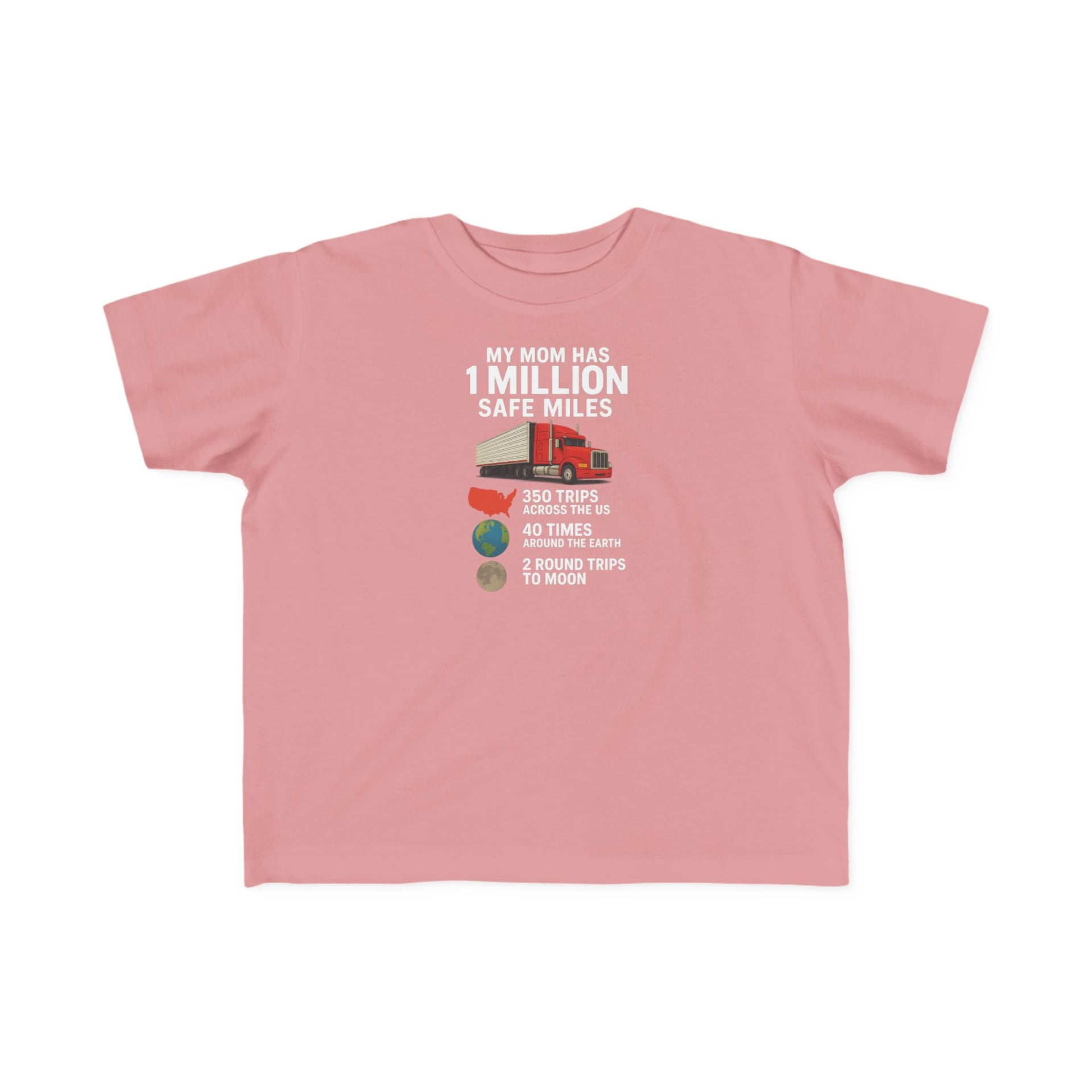 Toddler Tee – “My Mom Has 1 Million Safe Miles” Cute Truck Driving Mom Shirt for Kids