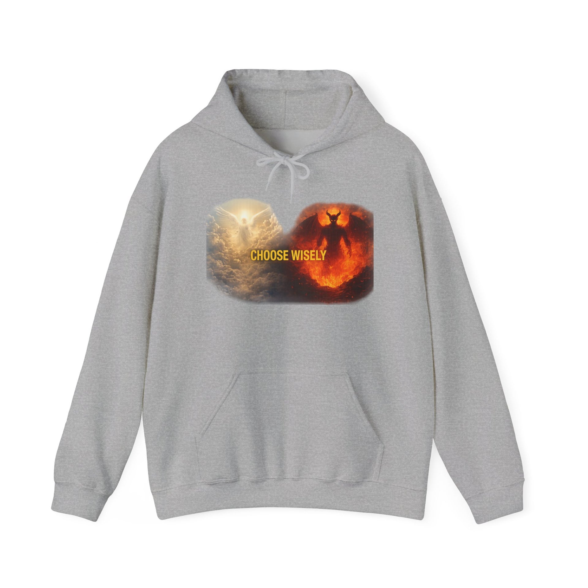 Hoodie — Choose Wisely Angel vs Demon Graphic Pullover