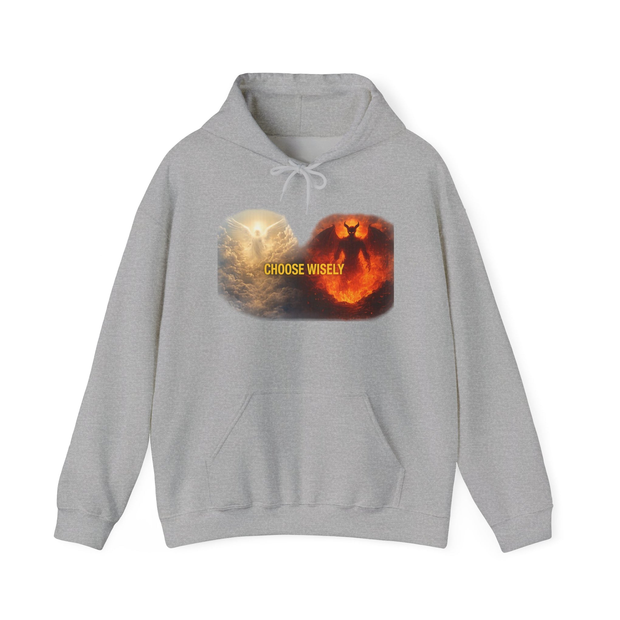 Hoodie — Choose Wisely Angel vs Demon Graphic Pullover