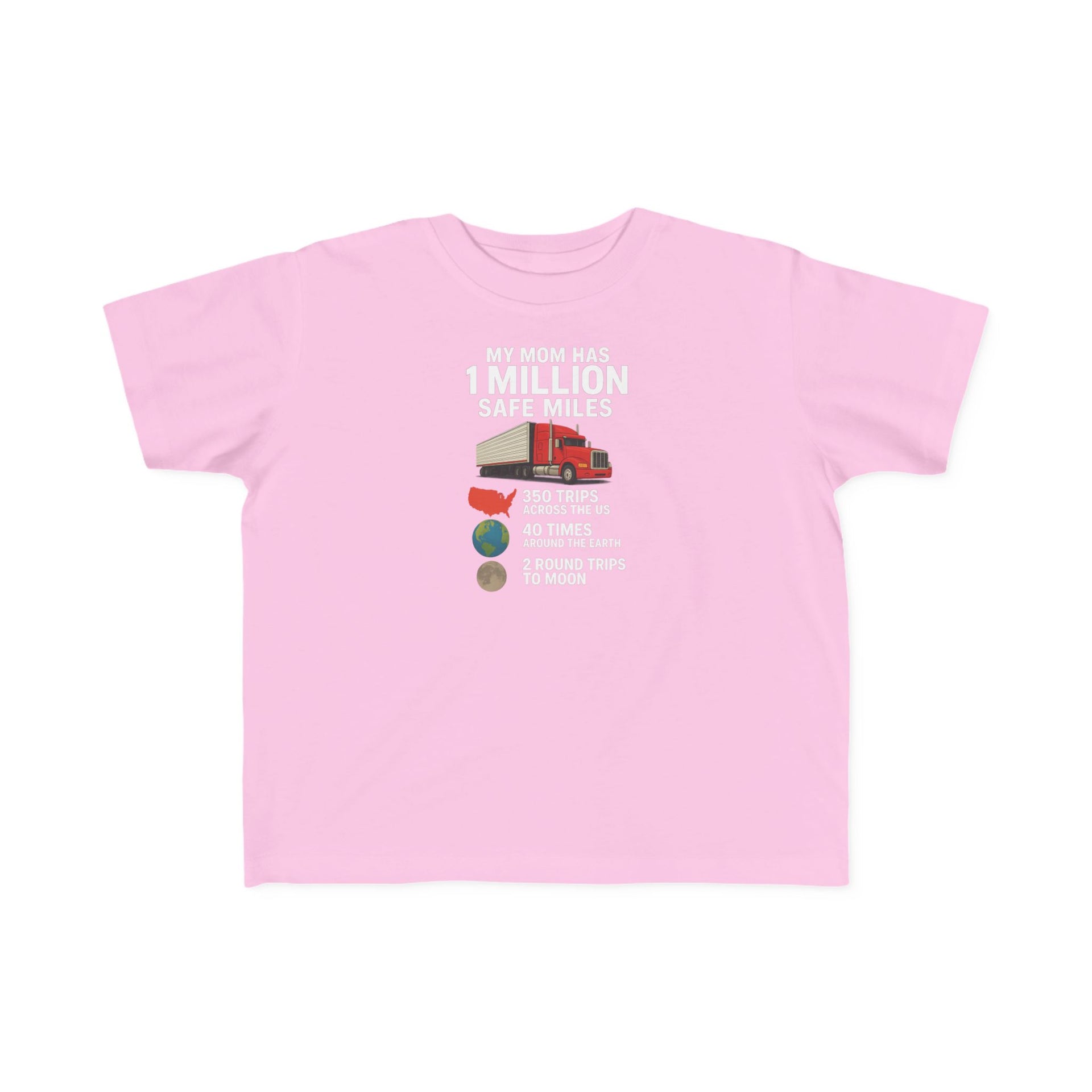 Toddler Tee – “My Mom Has 1 Million Safe Miles” Cute Truck Driving Mom Shirt for Kids