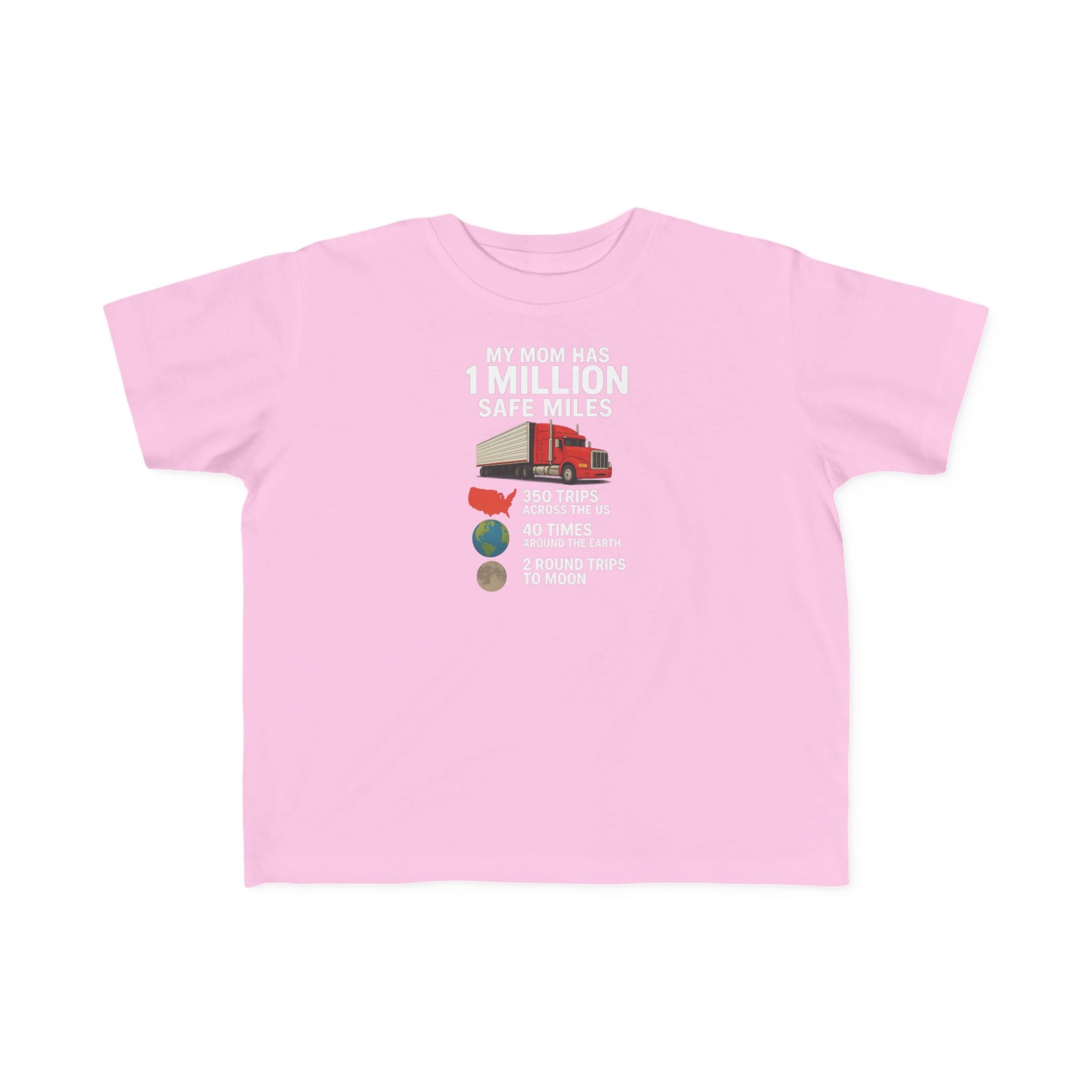 Toddler Tee – “My Mom Has 1 Million Safe Miles” Cute Truck Driving Mom Shirt for Kids