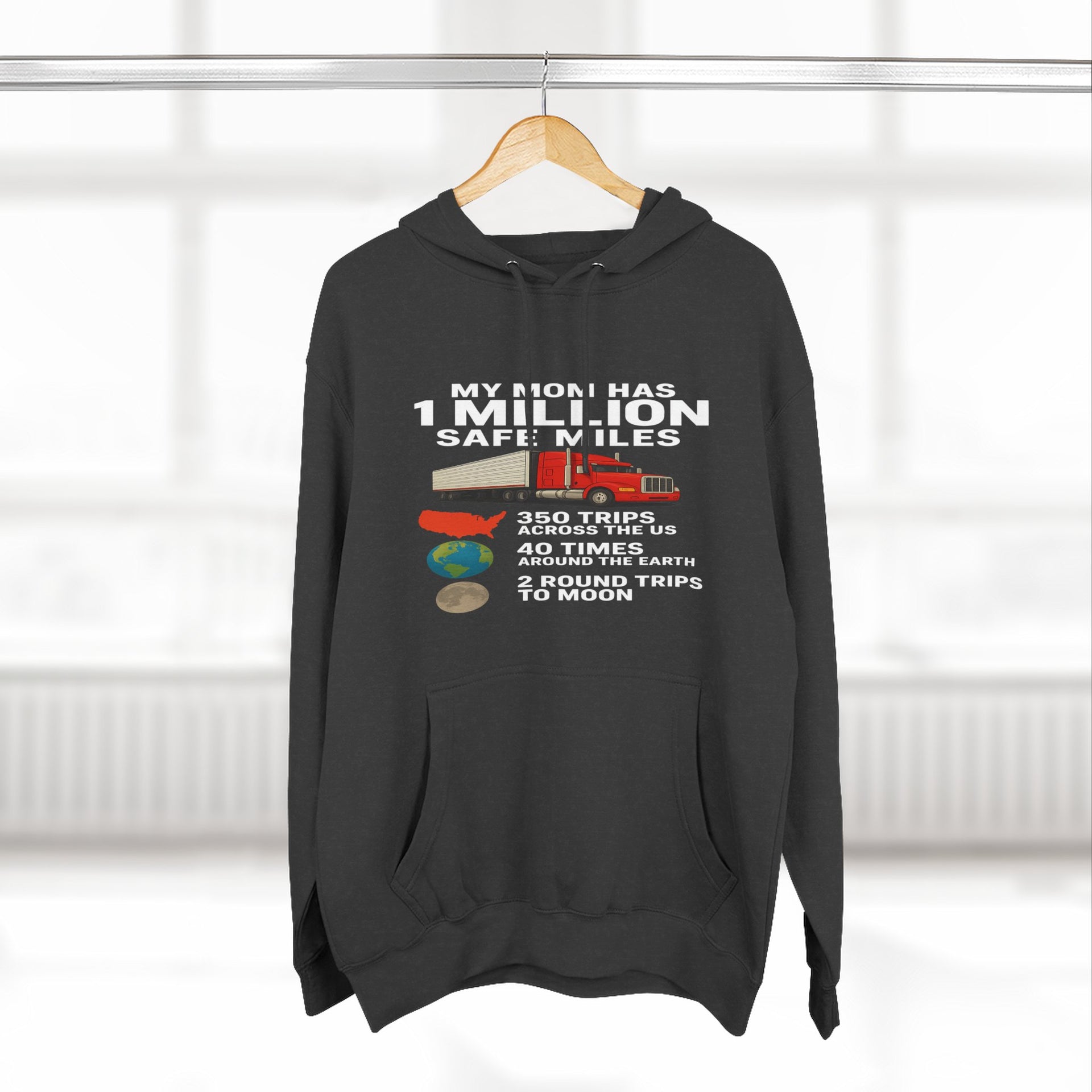 My MOM has 1 million safe miles Three-Panel Fleece Hoodie