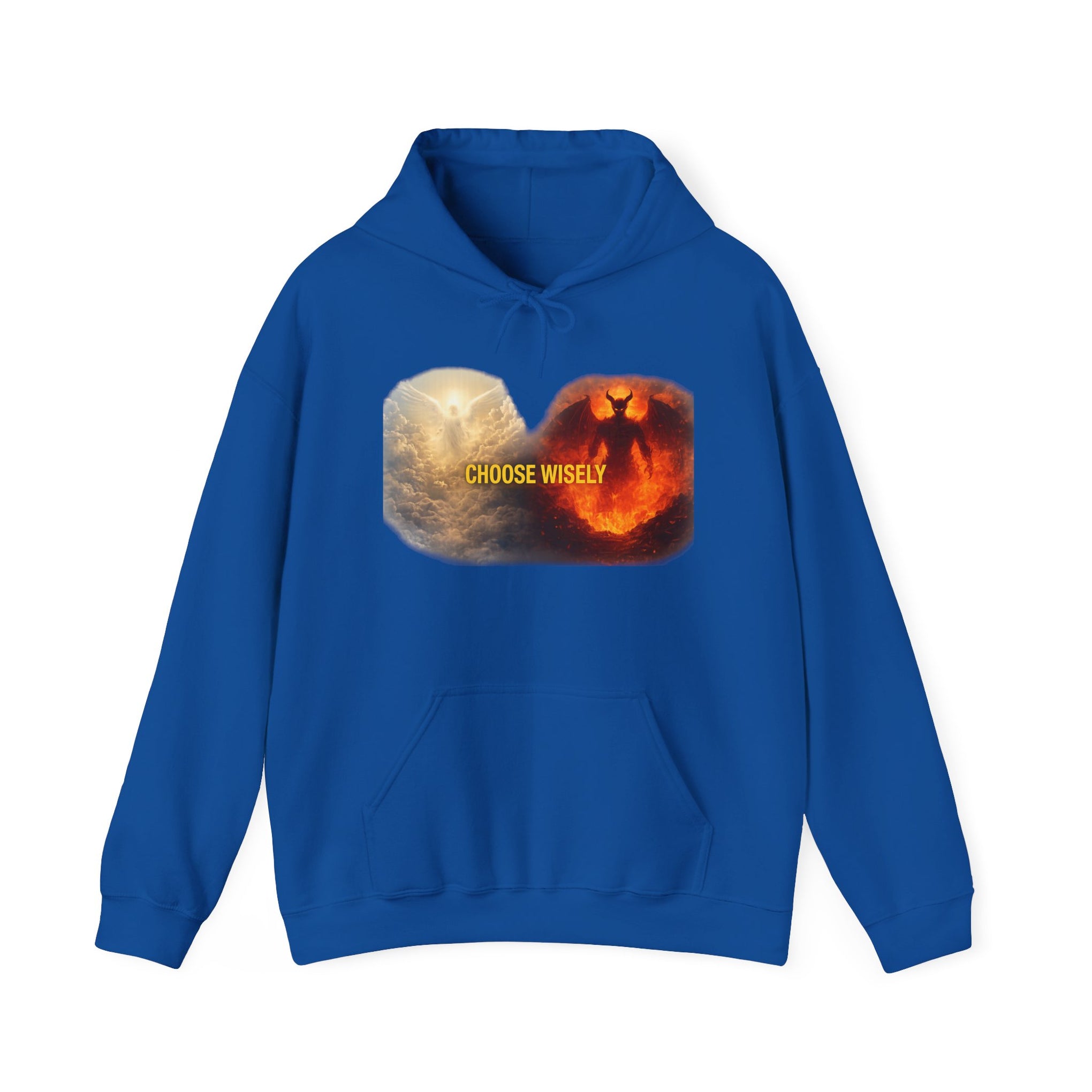 Hoodie — Choose Wisely Angel vs Demon Graphic Pullover