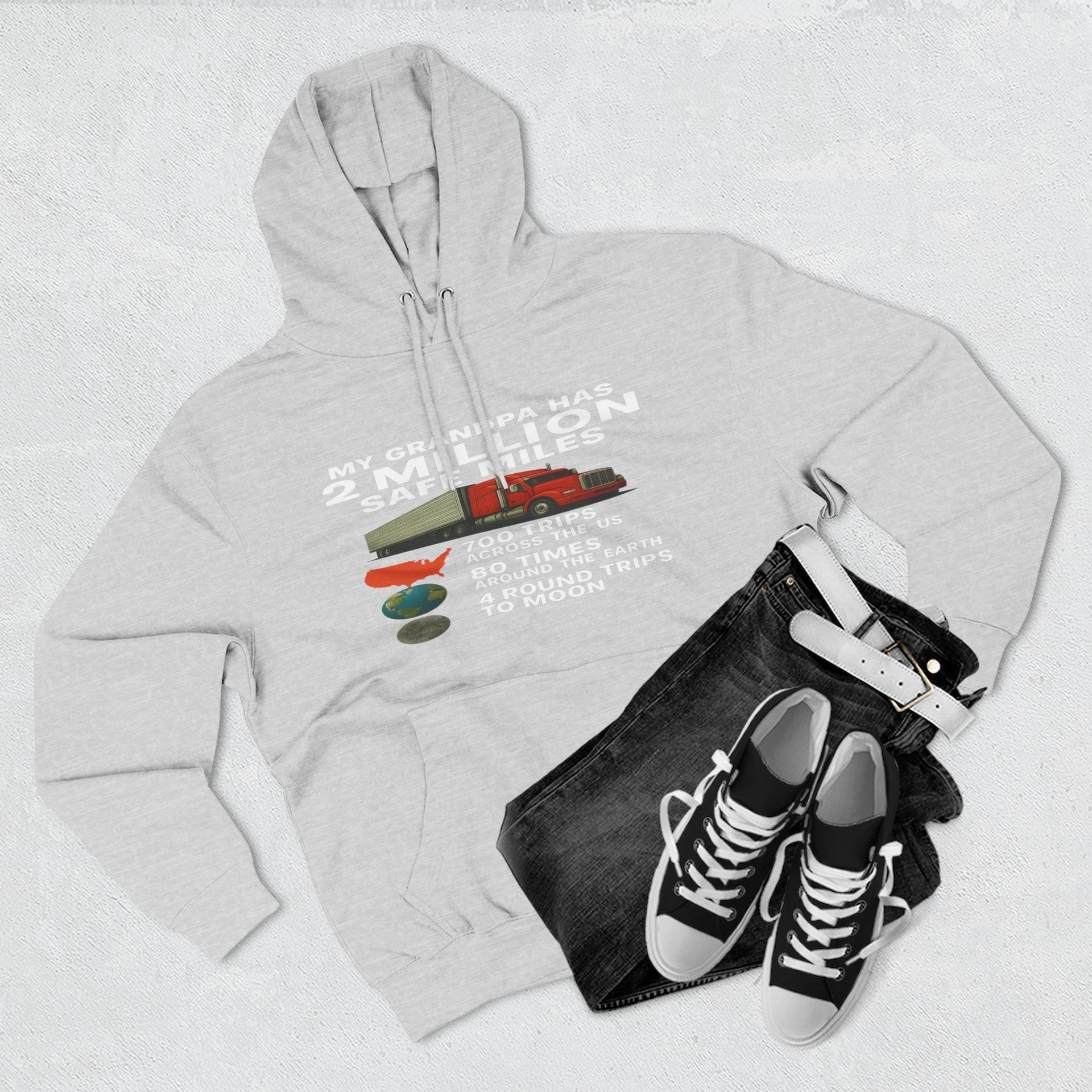 Grampa 2 Million Safe Miles Three-Panel Fleece Hoodie