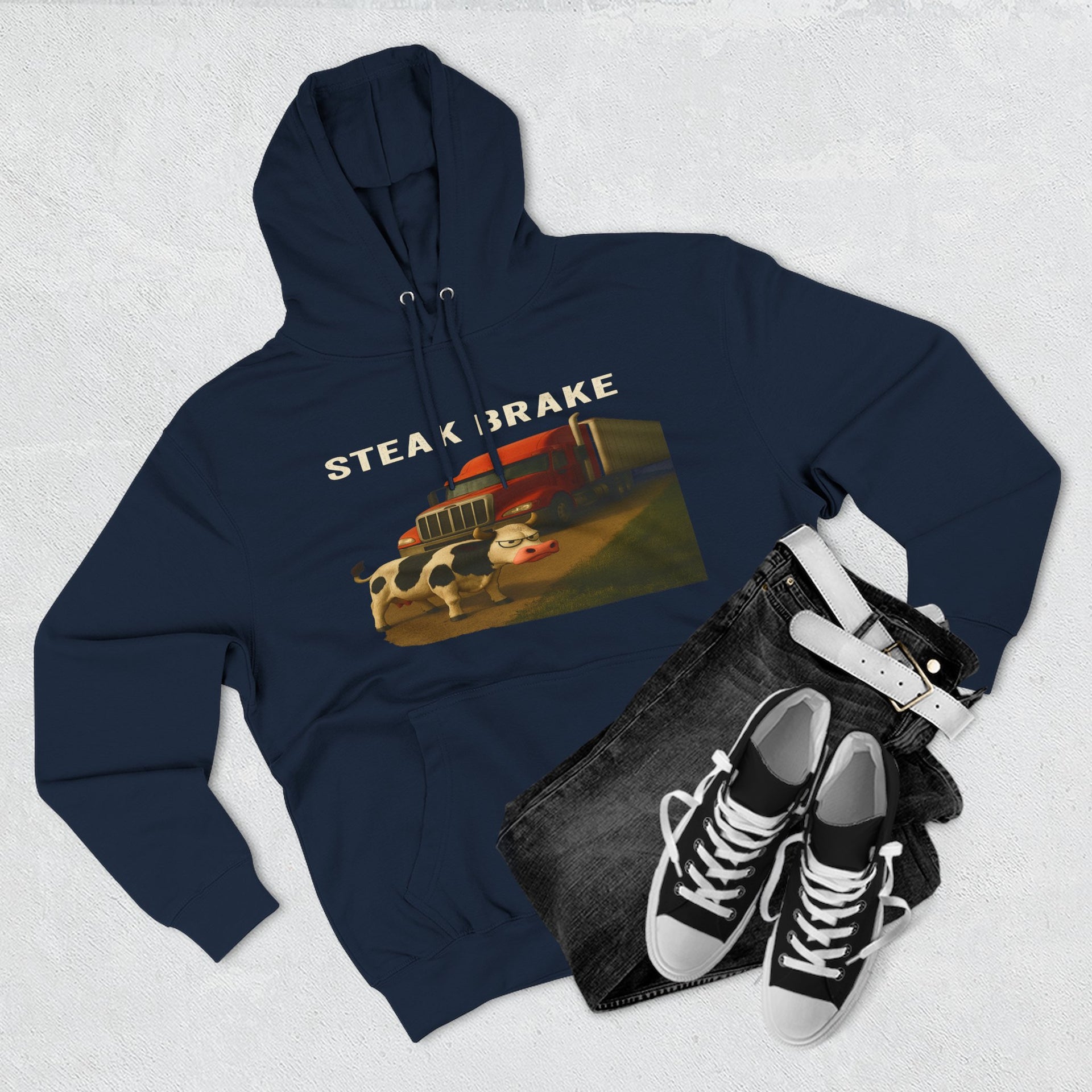 "Steak Brake" Three-Panel Fleece Hoodie