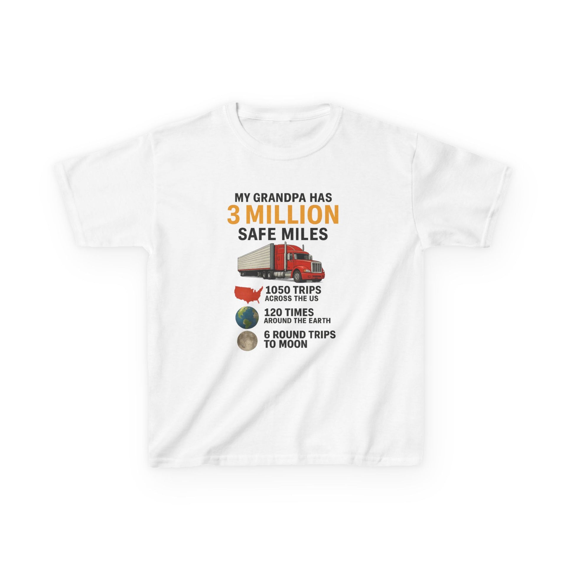 Kids Tee — “My Grandpa Has 3 Million Safe Miles” Graphic Shirt