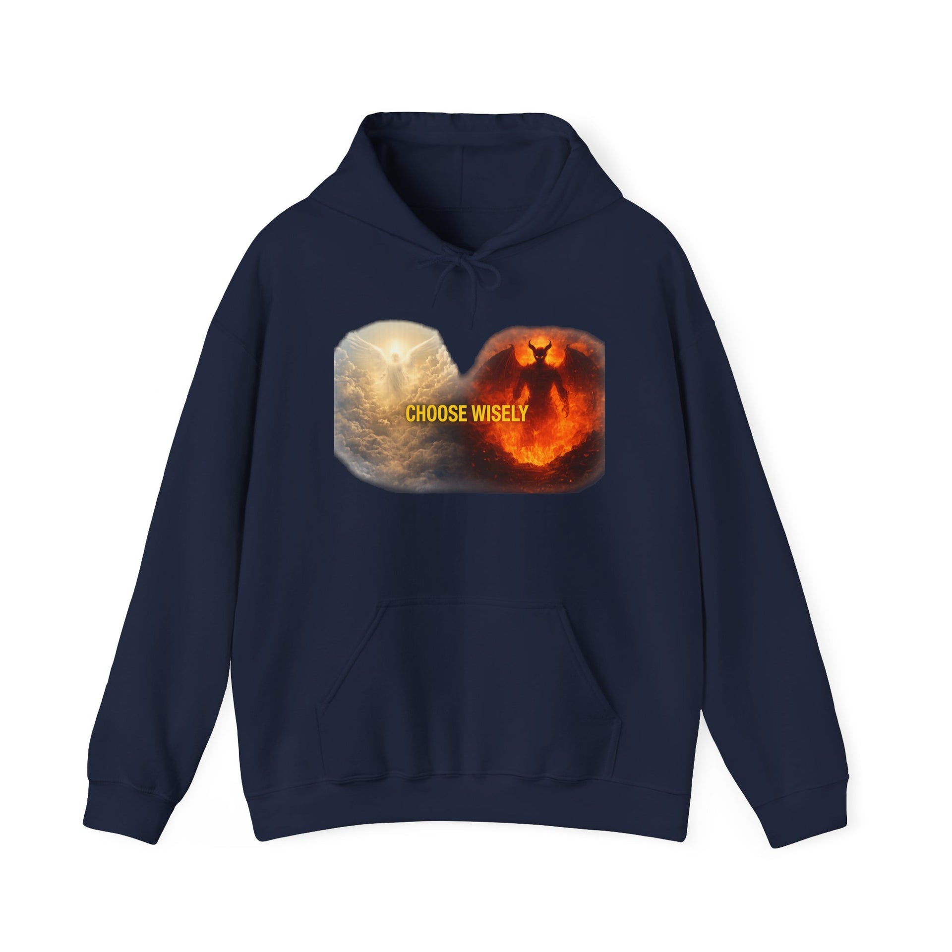 Hoodie — Choose Wisely Angel vs Demon Graphic Pullover