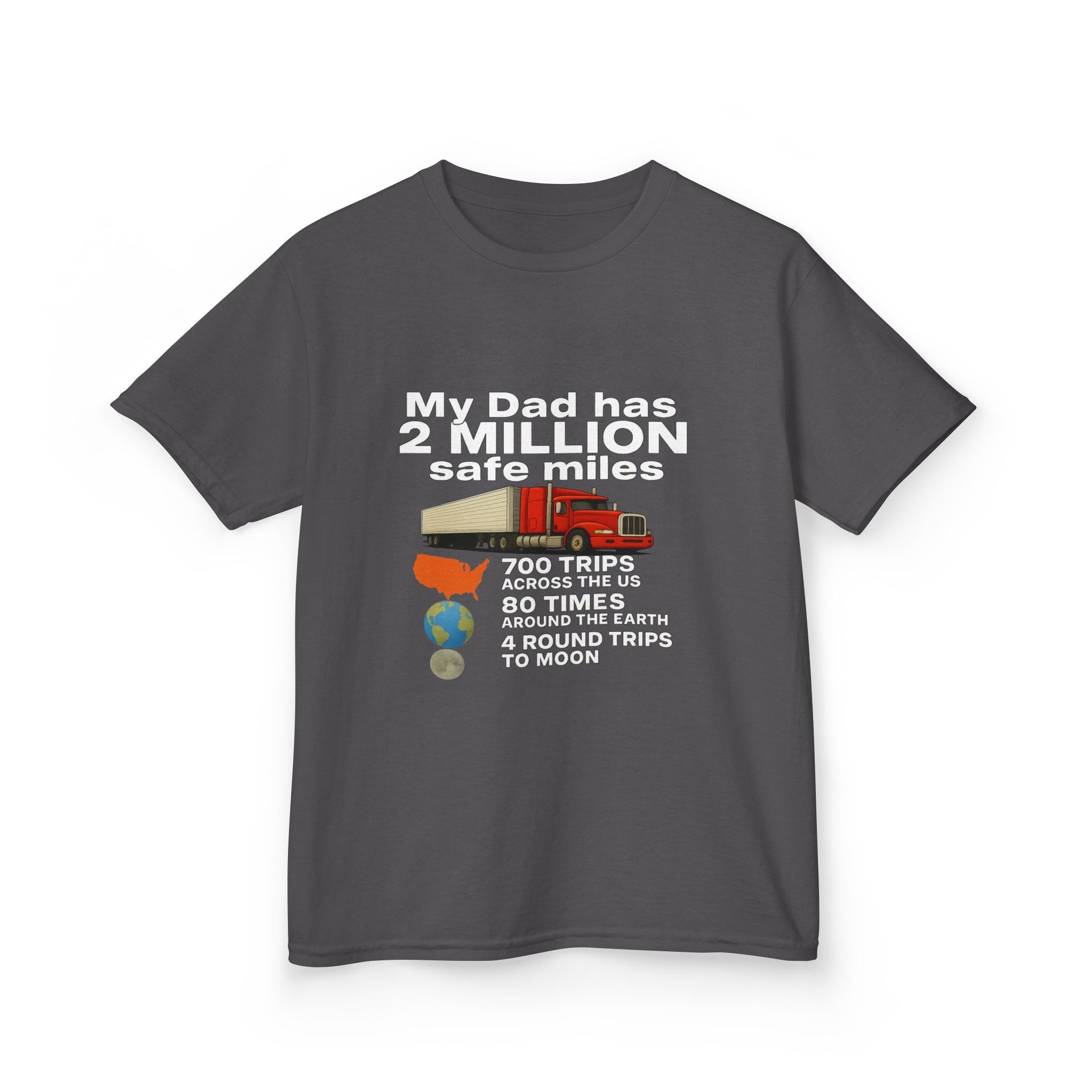 Kids Tee — "My Dad Has 2 Million Safe Miles" Funny Road Trip Travel Shirt
