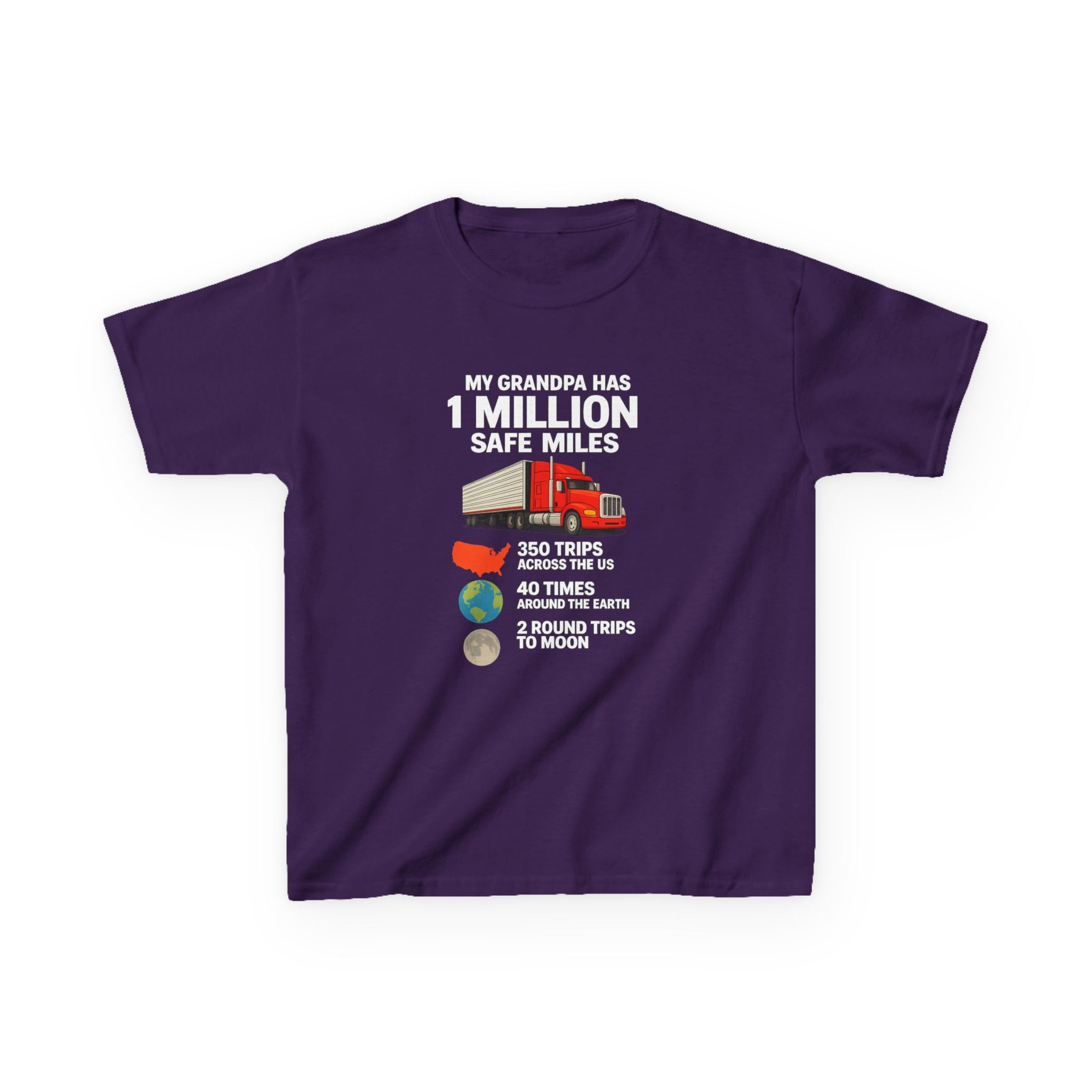 Kids Truck Tee — My Grampa has 1 Million Safe Miles (Red Semi Graphic)